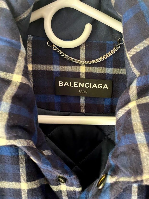 Balenciaga BALENCIAGA BLUE FLANNEL PLAID PADDED SHIRT PUFFER JACKET Size US M / EU 48-50 / 2 - 2 Thumbnail