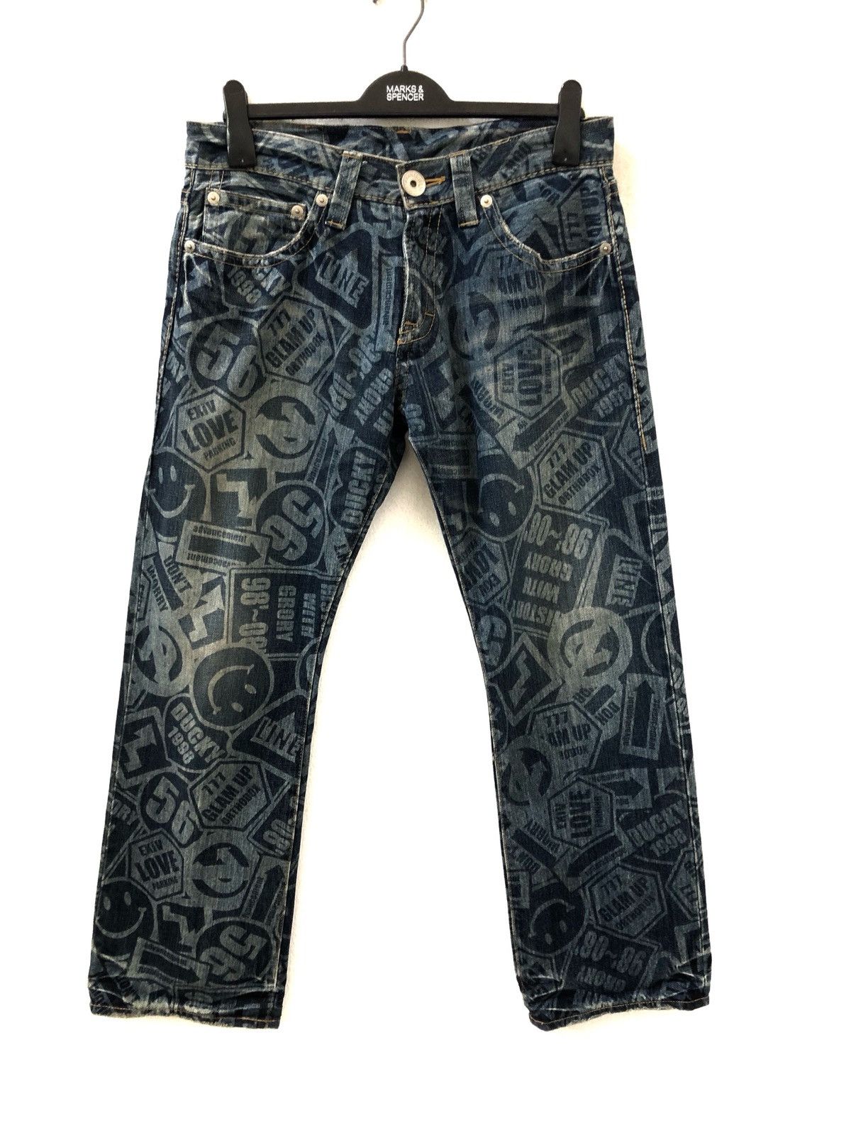 Vintage Japanese Brand Co&Lu All Printed Sign Symbol Denim Jeans Size US 32 / EU 48 - 1 Thumbnail