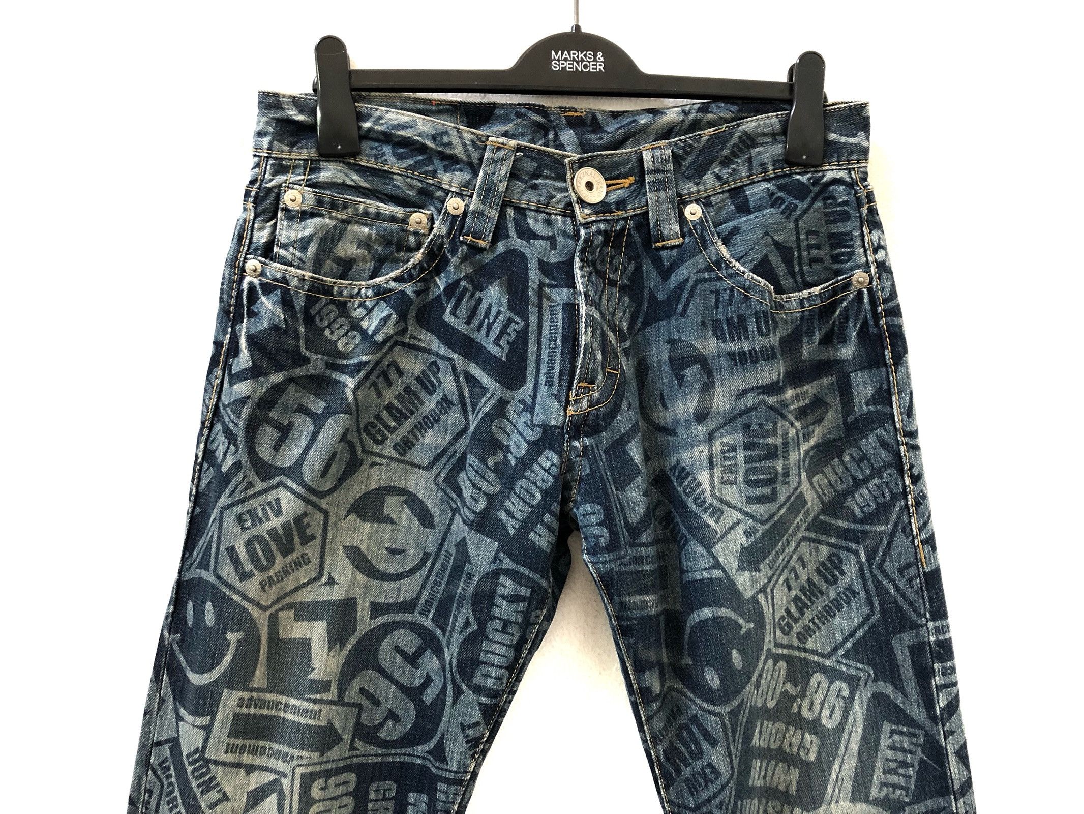 Vintage Japanese Brand Co&Lu All Printed Sign Symbol Denim Jeans Size US 32 / EU 48 - 2 Thumbnail