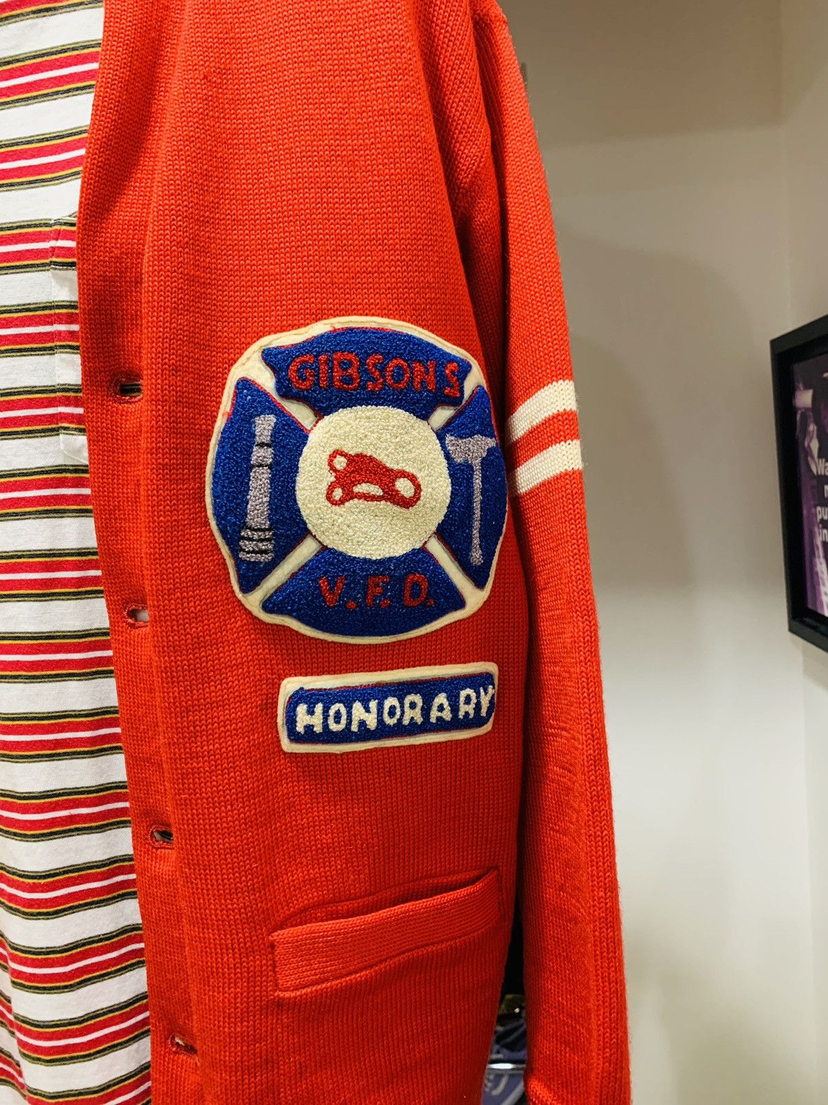 Vintage Vintage 70s Fire Dept 100% Wool Cardigan 22x29 Size US XL / EU 56 / 4 - 2 Thumbnail