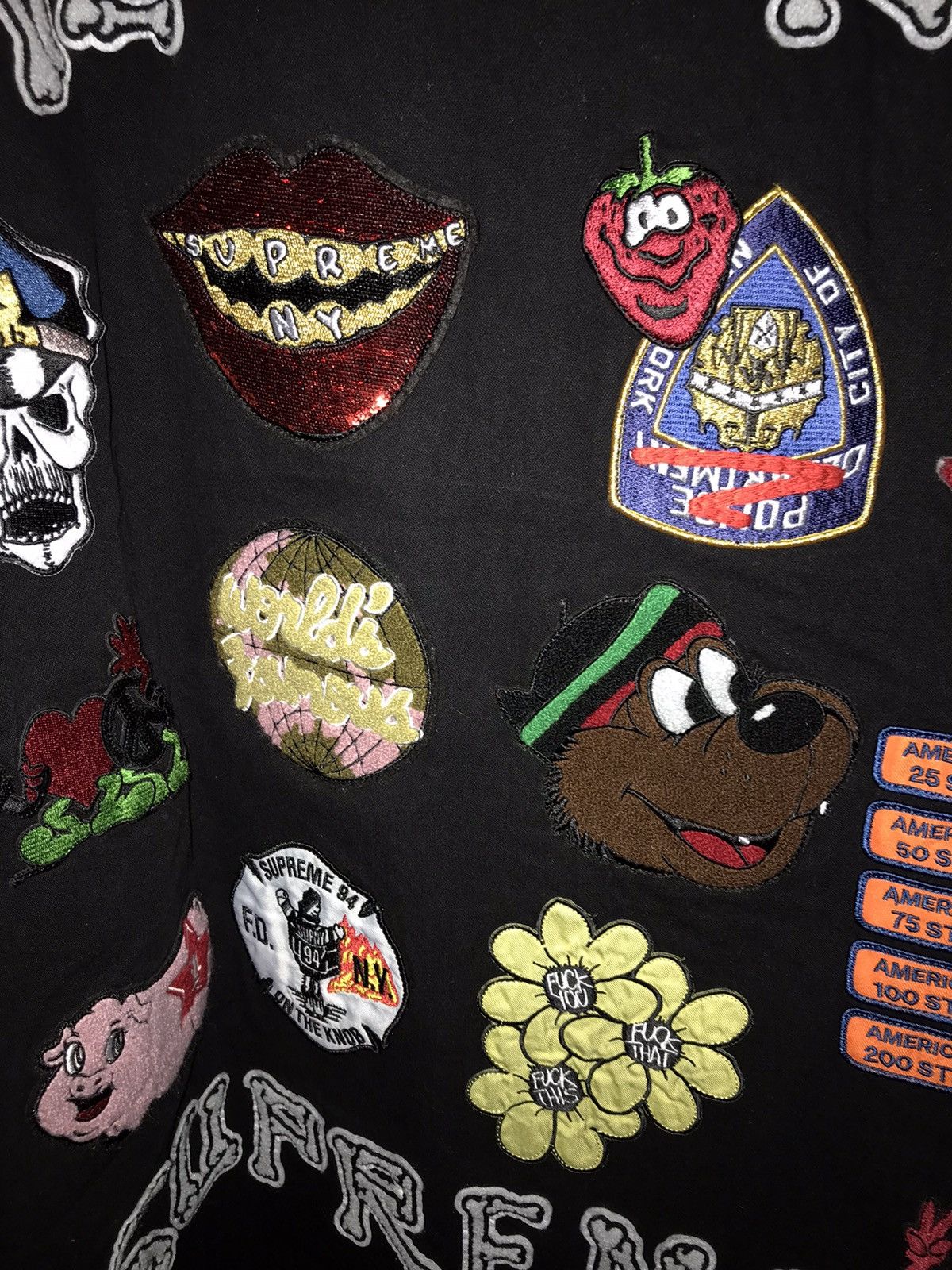 Supreme Supreme Patches Denim Baseball Jersey | Grailed