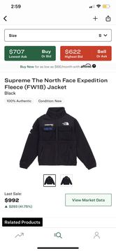 Supreme The North Face Expedition Fleece (FW18) Jacket White for Men