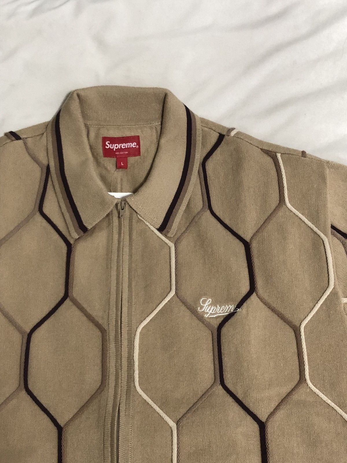 Supreme store Hex Knit Zip up Polo size large