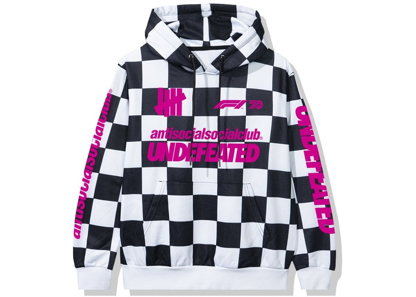 DS Pink ASSC X UNDFTD X F1® checkered Black White hoodie FTP