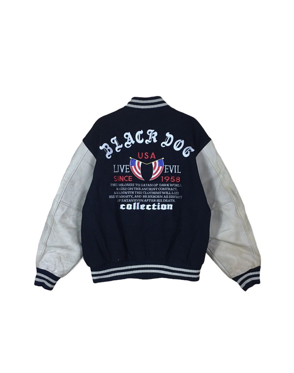 Vintage RARE DESIGN BLACK DOG VARSITY JACKET Grailed