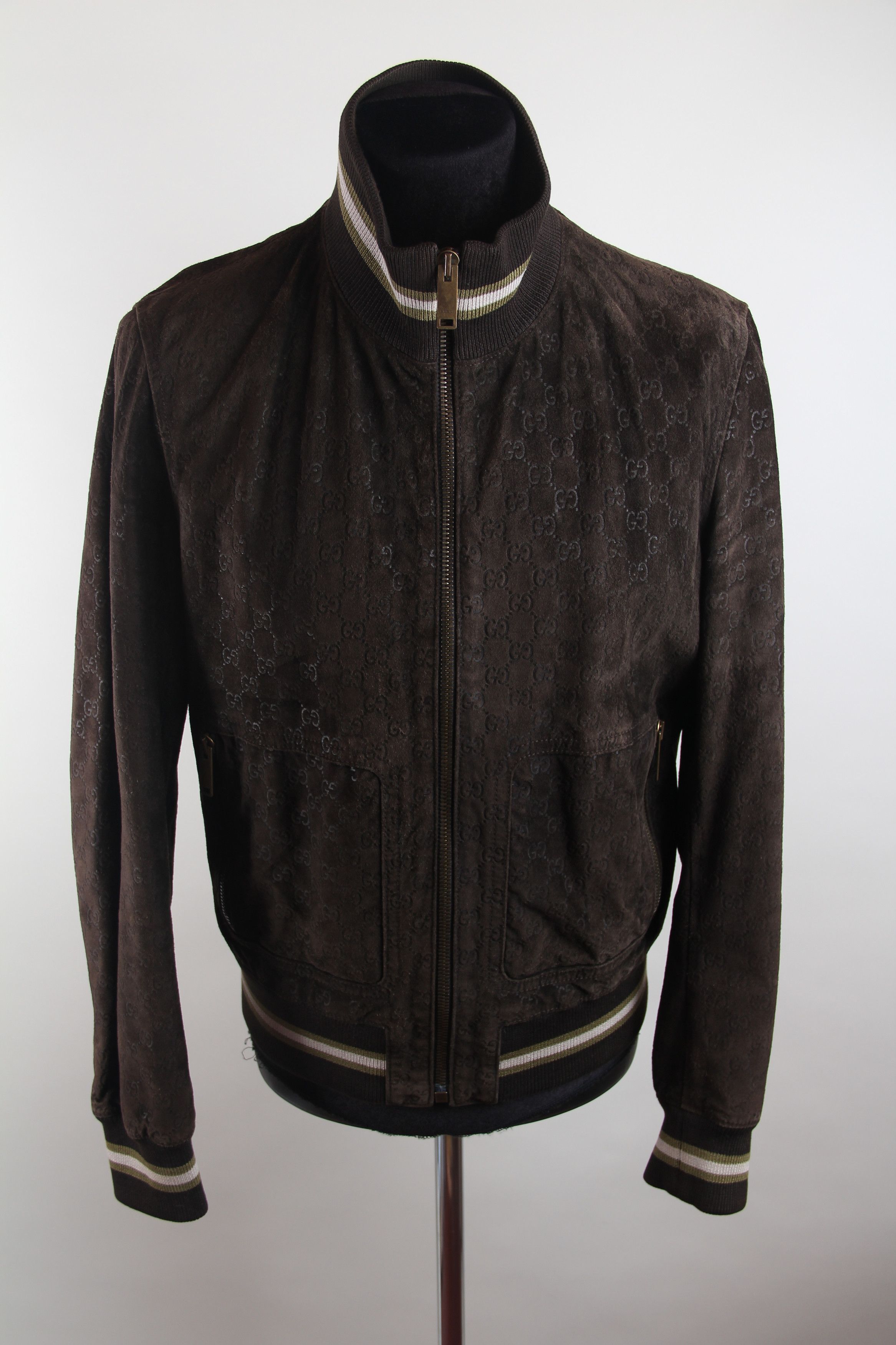 Gucci Monogram Suede Guccissima Jacket sz 50 002411
