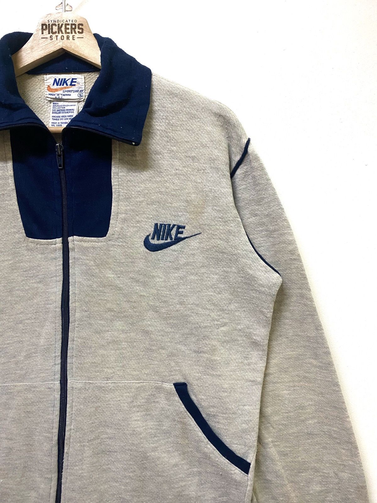 Nike × Vintage Vintage 80s Nike Sportwears Fullzipper Small Swoosh Grey Size US S / EU 44-46 / 1 - 5 Thumbnail