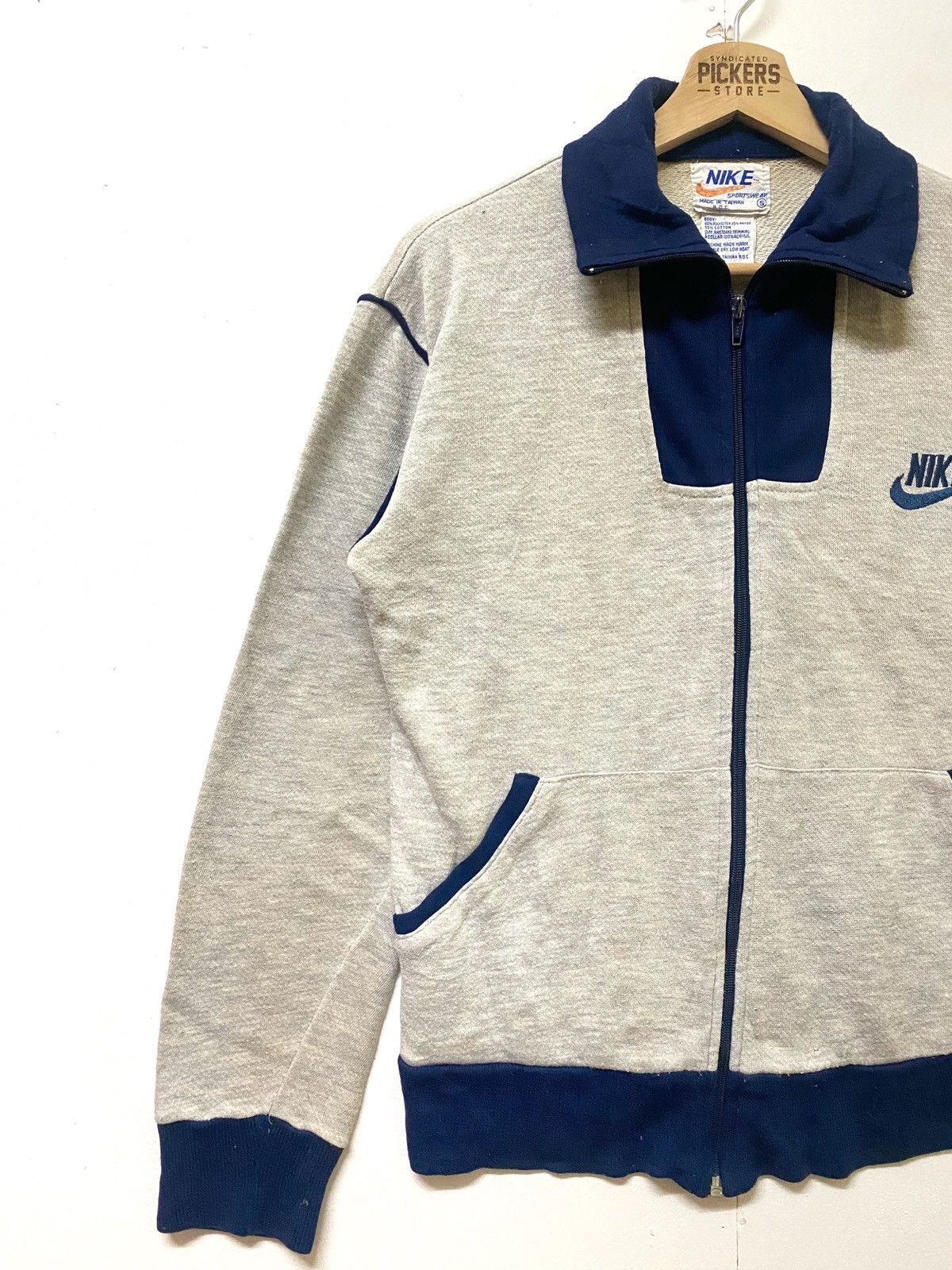 Nike × Vintage Vintage 80s Nike Sportwears Fullzipper Small Swoosh Grey Size US S / EU 44-46 / 1 - 3 Thumbnail