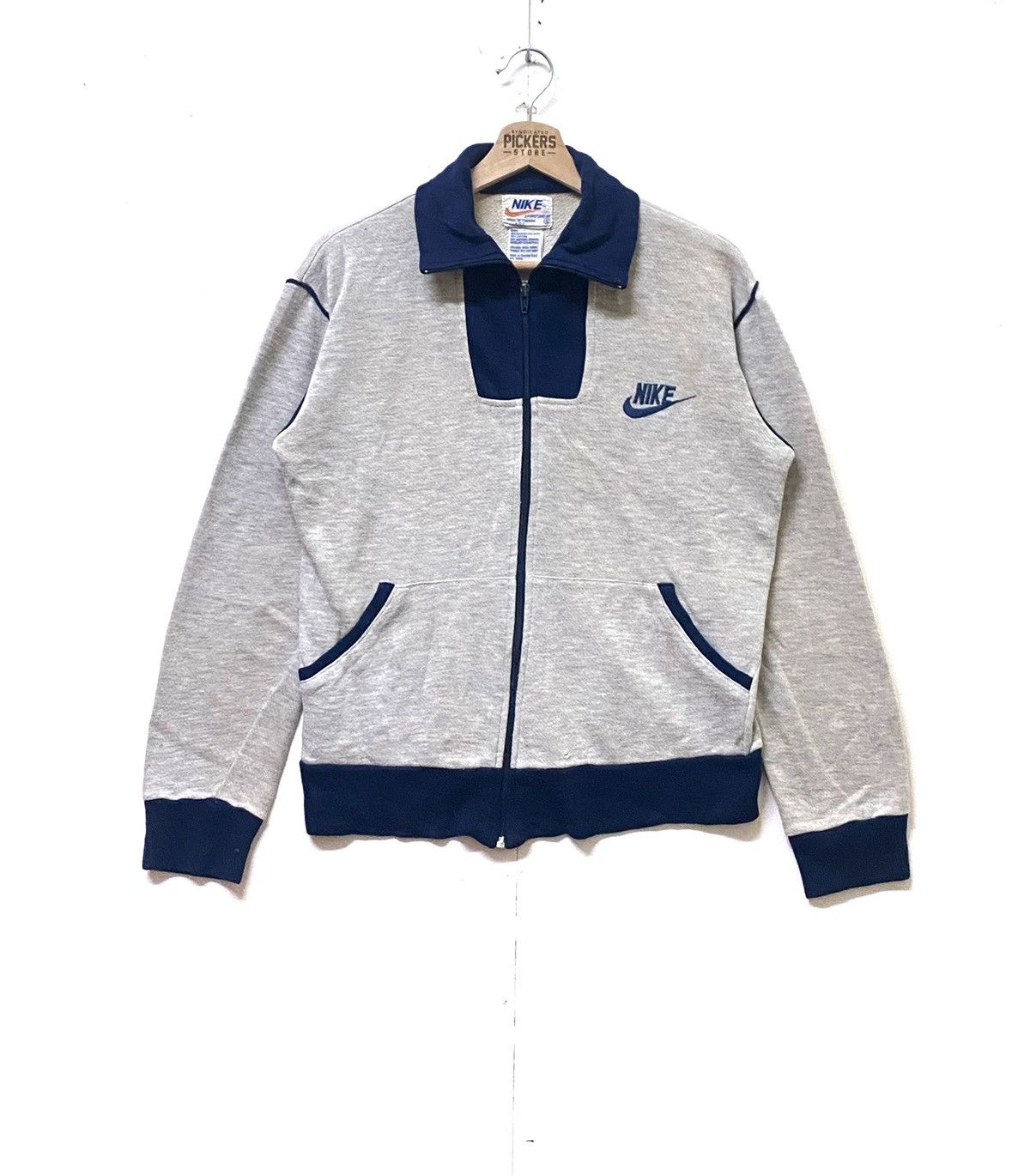 Nike × Vintage Vintage 80s Nike Sportwears Fullzipper Small Swoosh Grey Size US S / EU 44-46 / 1 - 1 Thumbnail