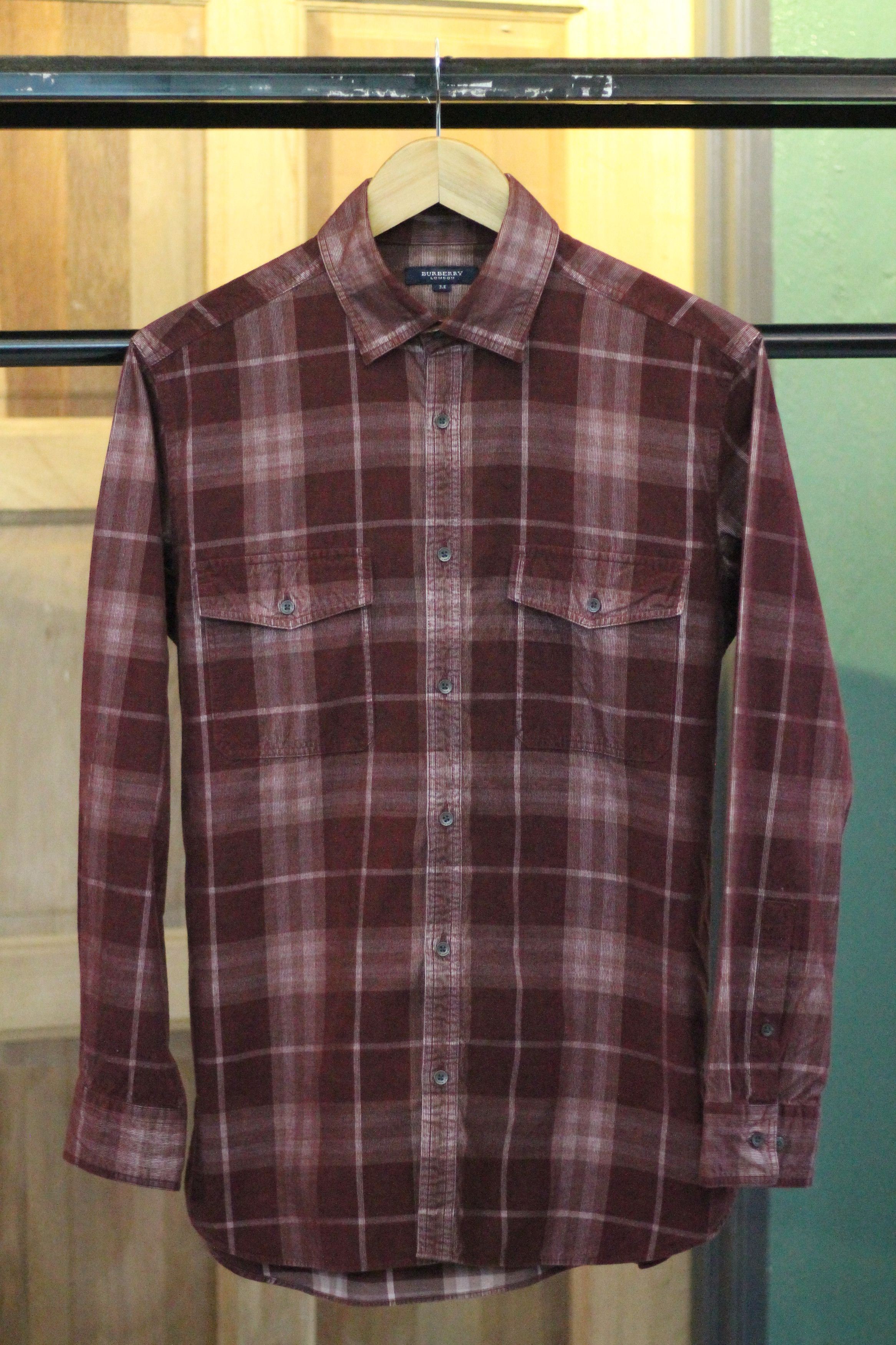 Vintage BURBERRY Checkered Corduroy Shirt.