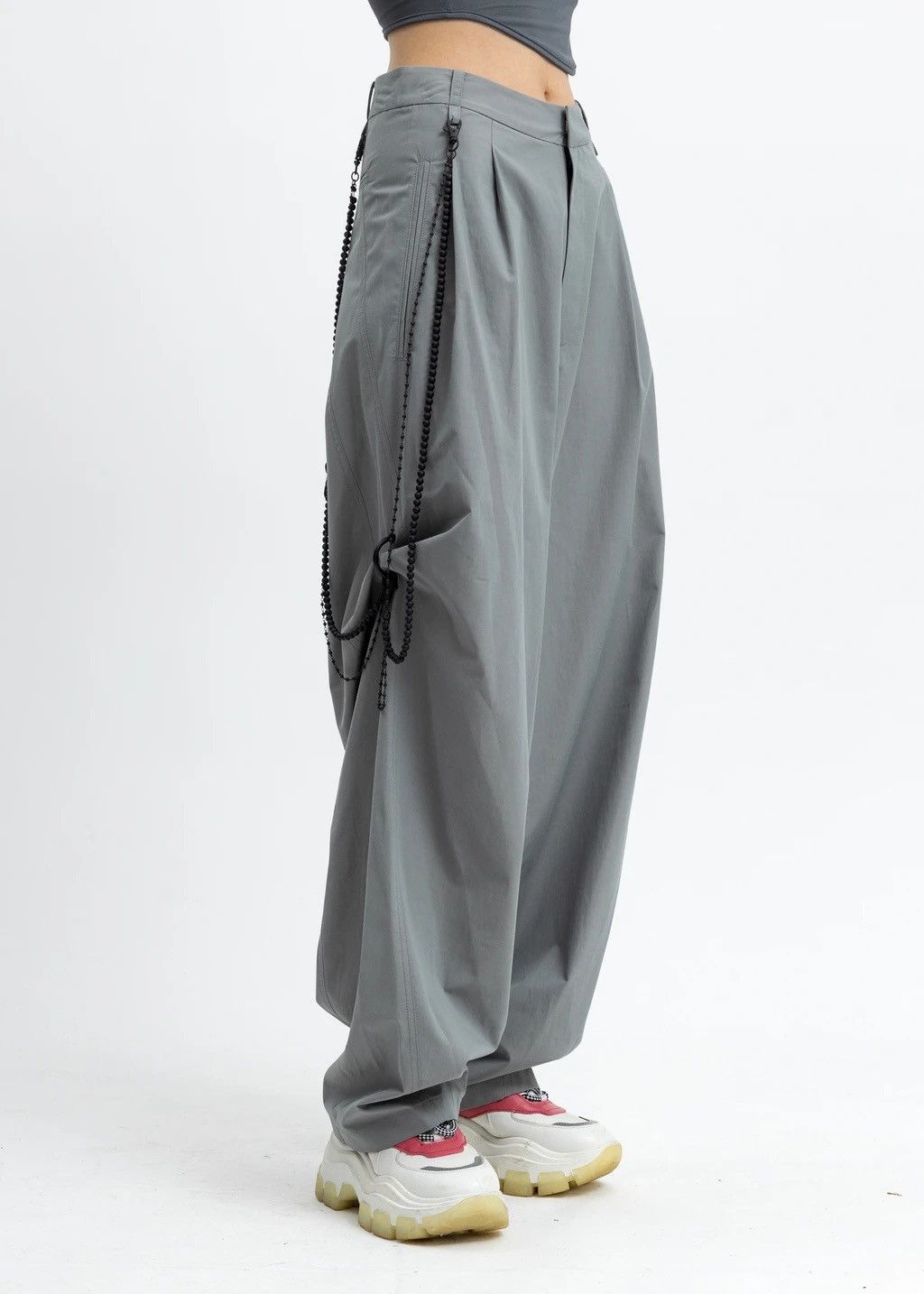 Hyein Seo HYEIN SEO ASH GREEN CHAINED WIDE PANTS | Grailed