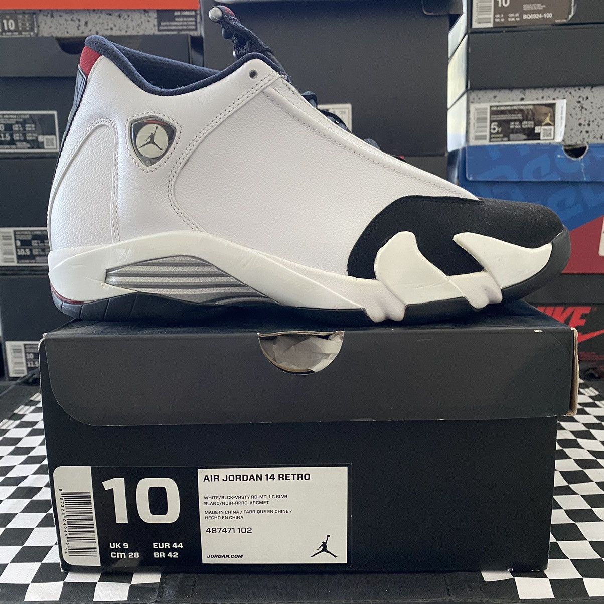 Used Air Jordan 14 Retro Black Toe 2014 Size 10
