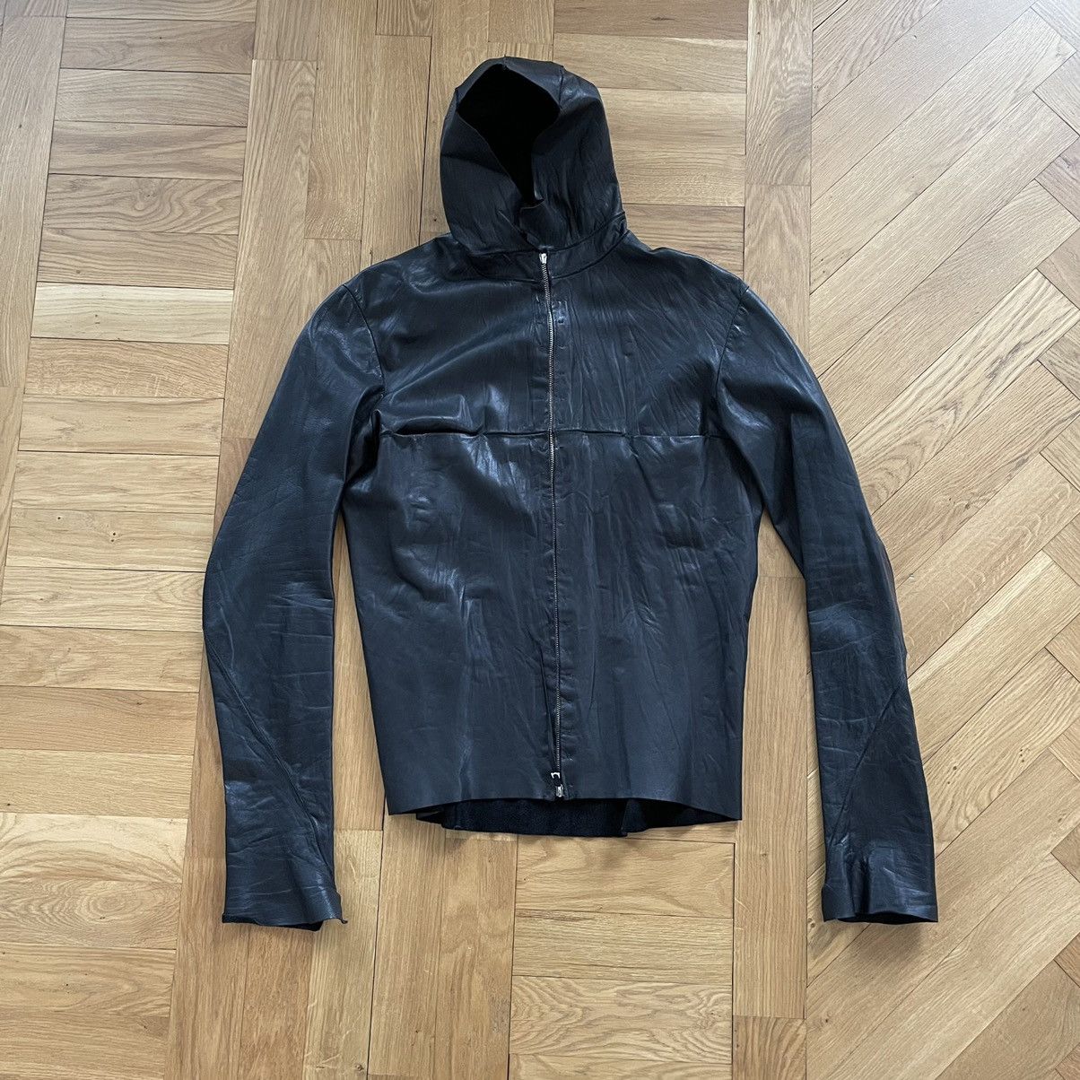 Ma+ Hooded Aviator Leather Jacket