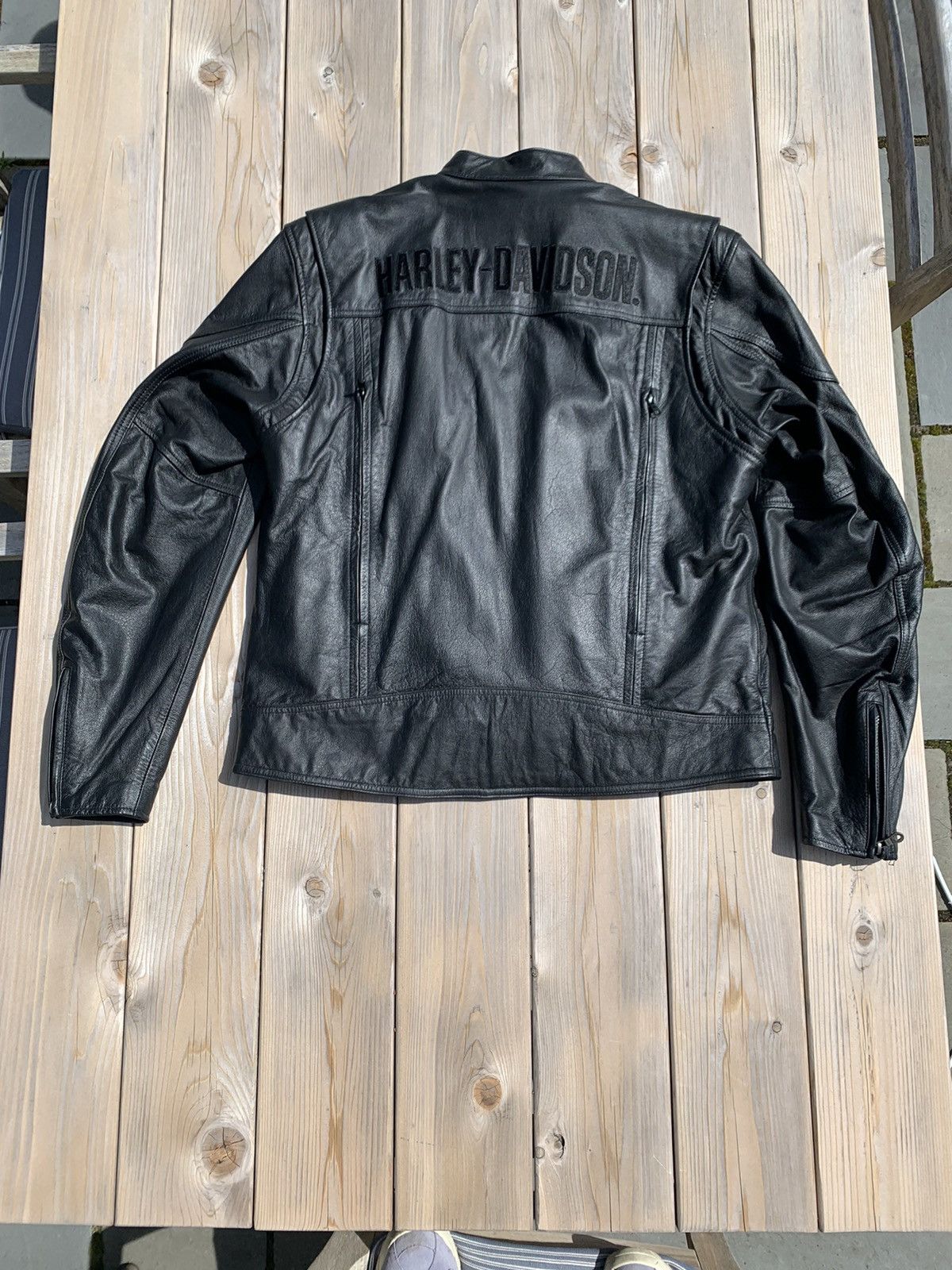 Harley Davidson Embroidered Cowhide Leather Biker Jacket