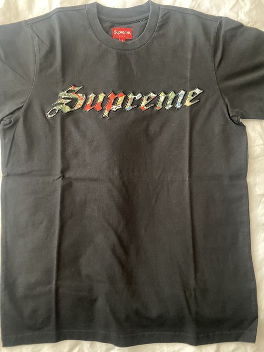 Supreme Supreme Floral Applique S/S Top - Black - Size M-New | Grailed