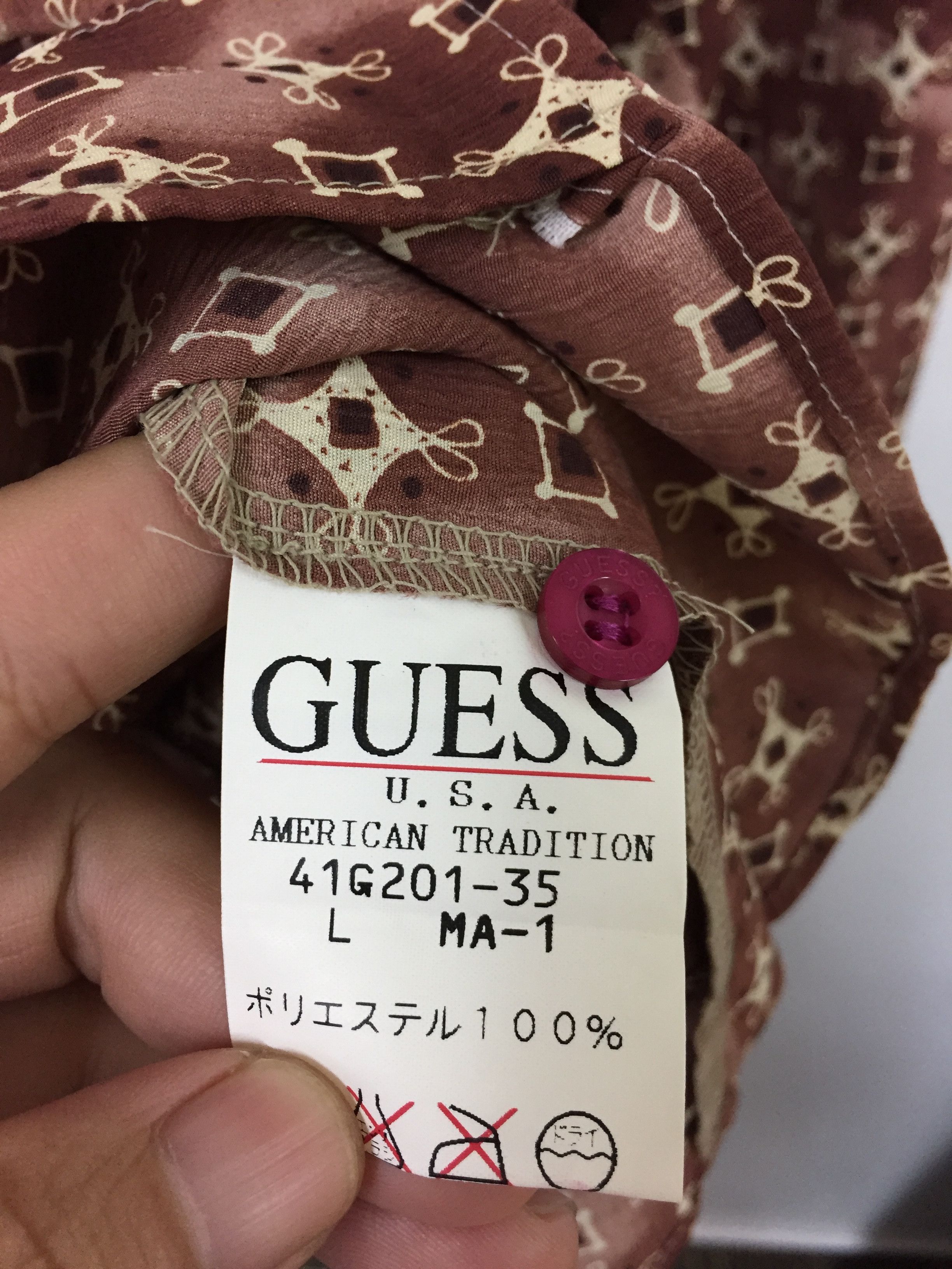 Guess × Vintage 90's Guess Button up native print 100% polyester Size US L / EU 52-54 / 3 - 7 Thumbnail