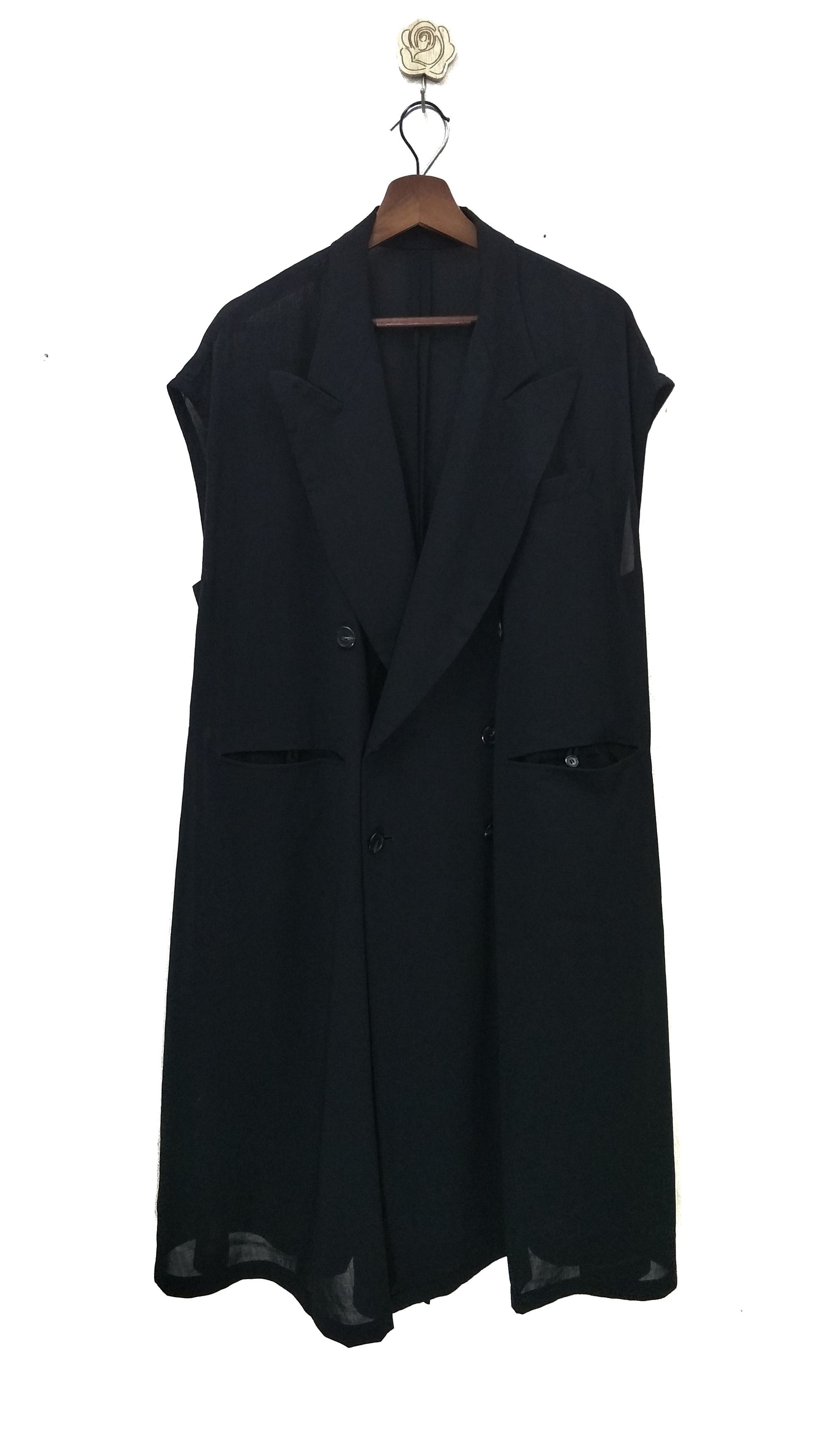 Yohji Yamamoto Masterclass Oversized Sleeveless Longcoat Black AvantGarde Size US L / EU 52-54 / 3 - 1 Thumbnail
