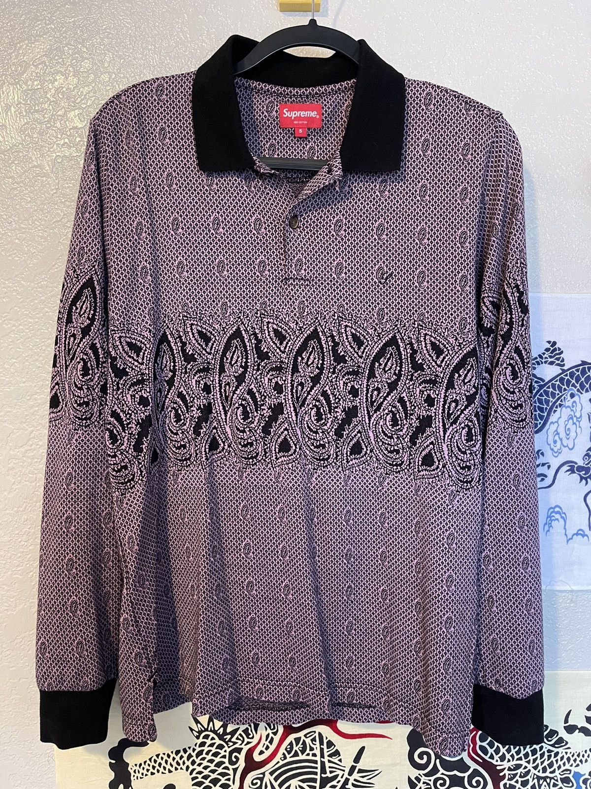 Supreme Supreme Stripe Velour L/S Polo | Grailed