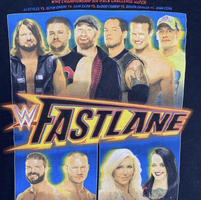 Vintage × WWE × WWF WWE CHAMPIONSHIP 6-PACK CHALLENGE MATCH FASTLANE GRAPHIC TEE Size US L / EU 52-54 / 3 - 2 Thumbnail