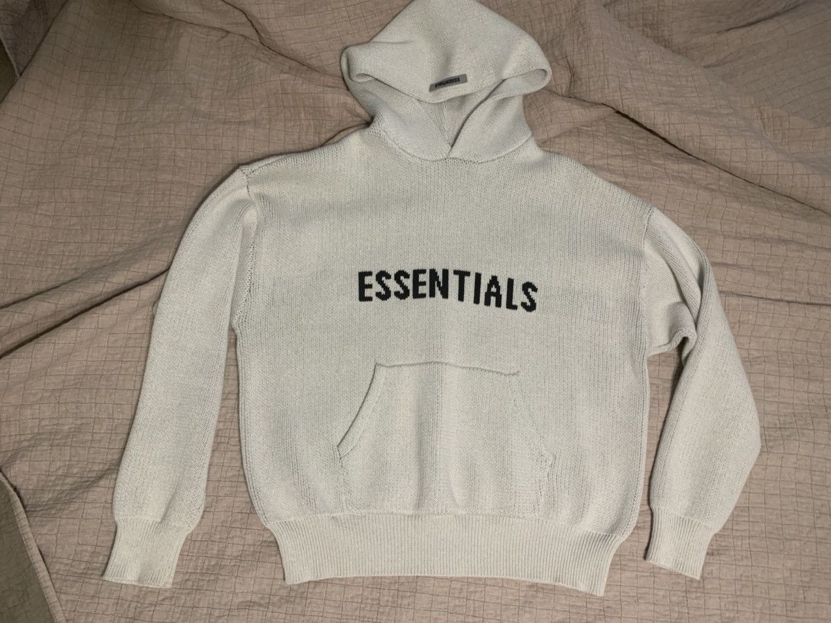 Fear of God Fear of God Essentials Knit Hoodie Heather Oatmeal Medium Size US M / EU 48-50 / 2 - 1 Thumbnail