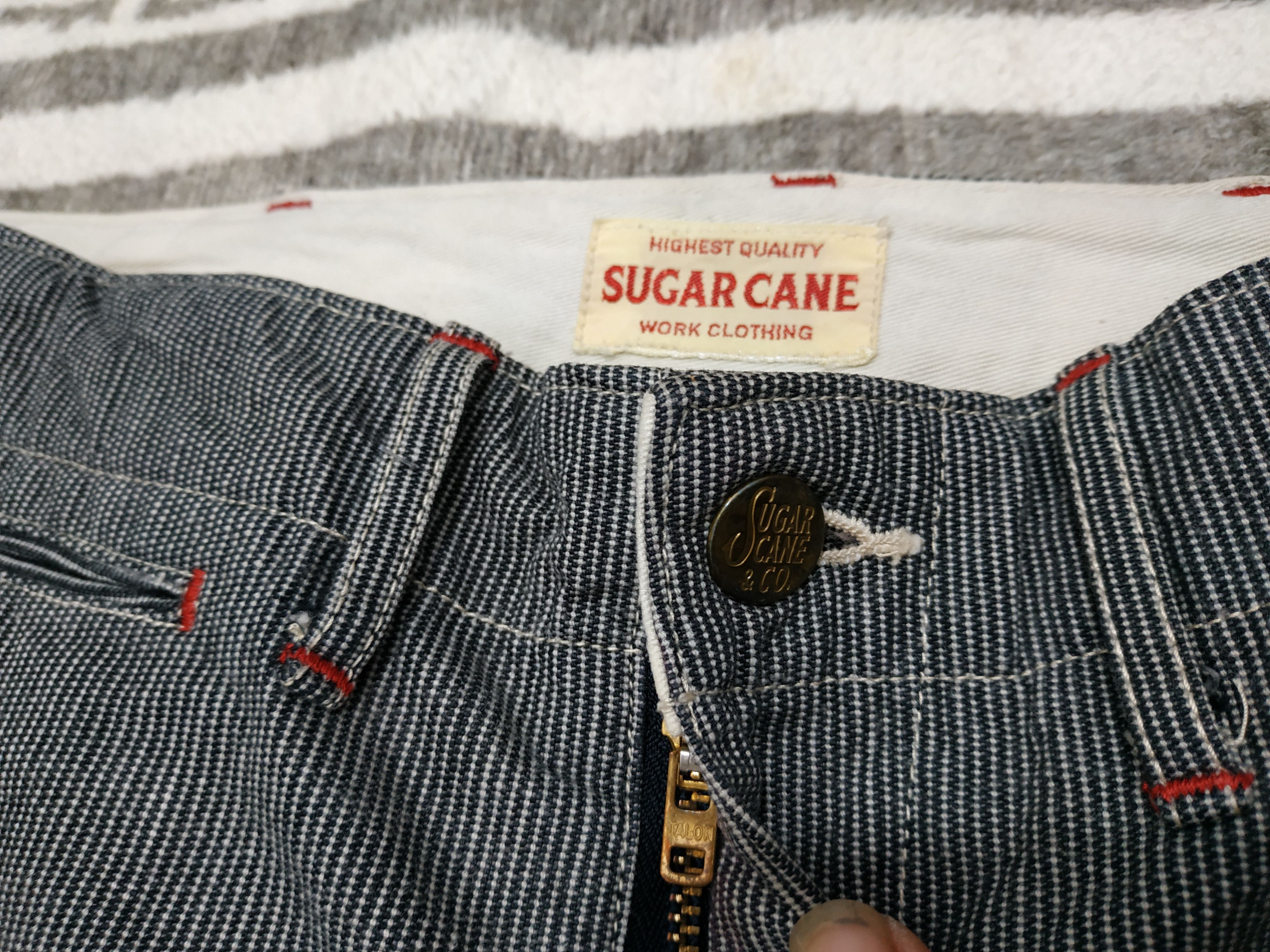 Sugar Cane × Toyo Enterprises Sugar cane Hickory Stripe Workwear Pants Size US 30 / EU 46 - 3 Thumbnail