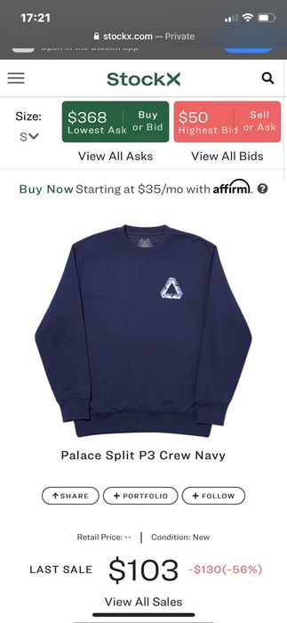 Palace Palace Split P3 Crew Navy Tri Ferg Crewneck | Grailed