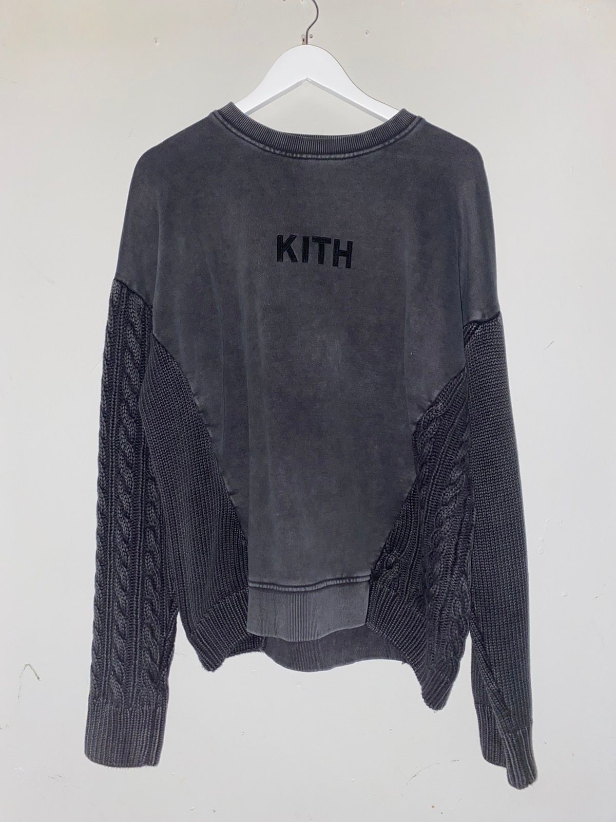 Pre-owned Kith Combo Knit Crewneck In Washed Black