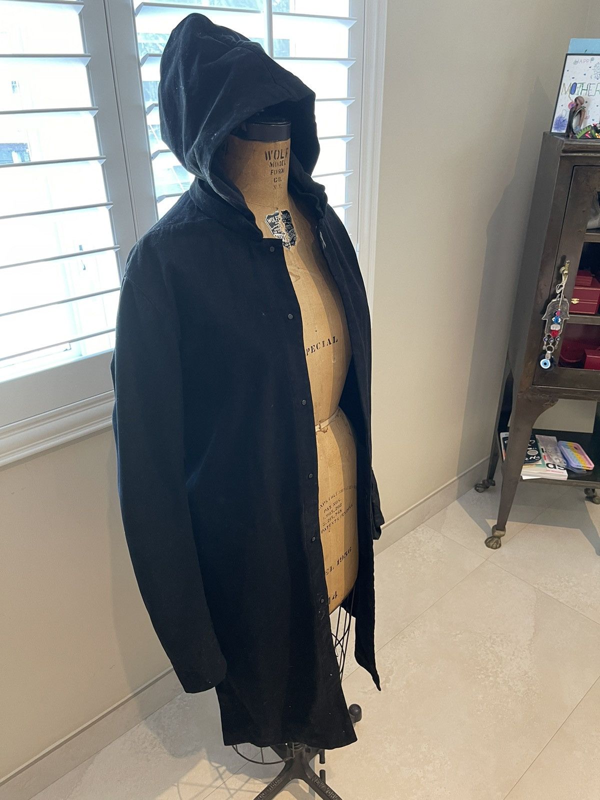 image of 11 By Boris Bidjan Saberi Long Hooded Jacket in Black, Men's (Size Medium)