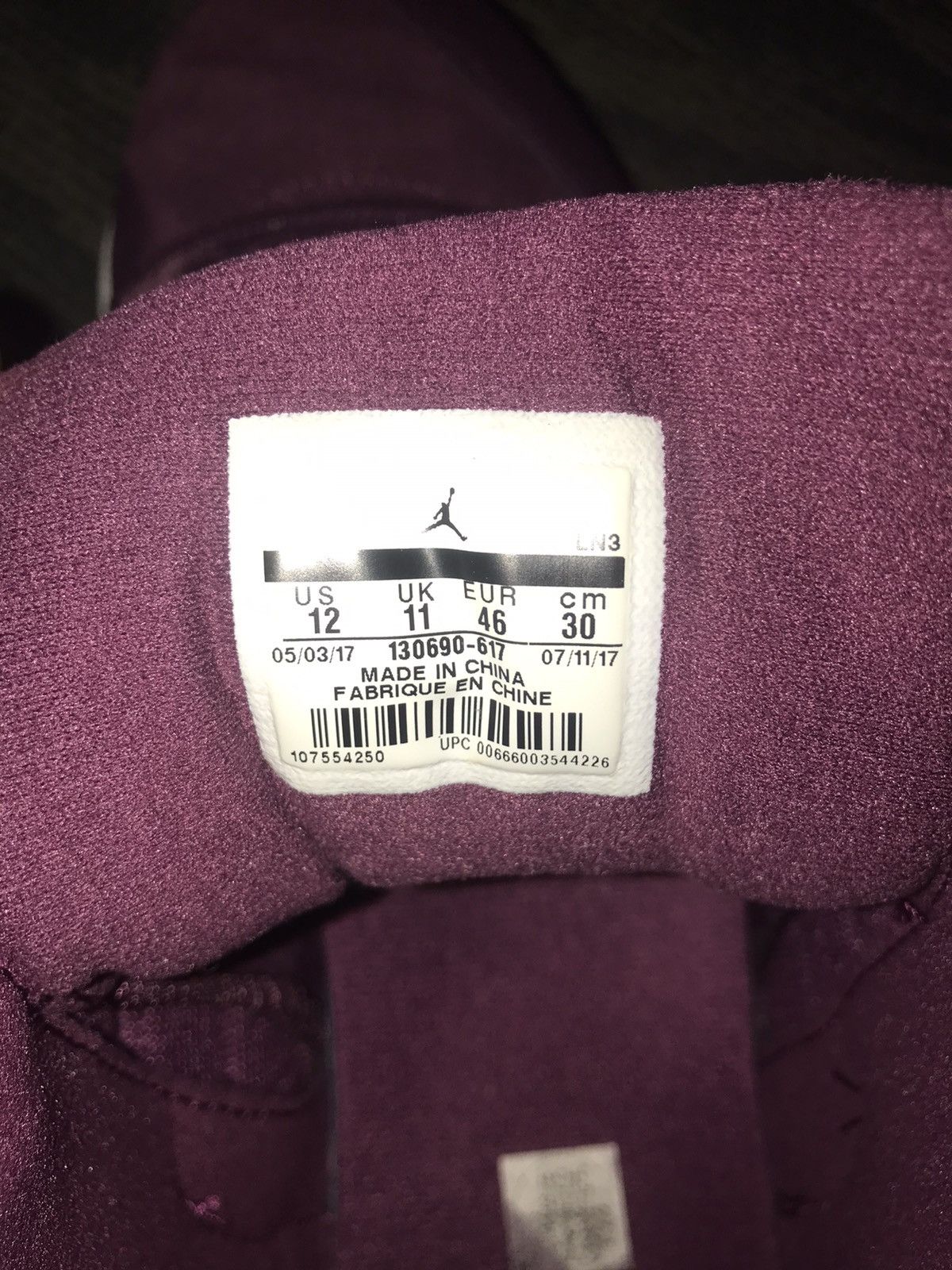 Jordan Brand × Nike Air Jordan 12 Retro Bordeaux 2017 Size US 12 / EU 45 - 7 Thumbnail