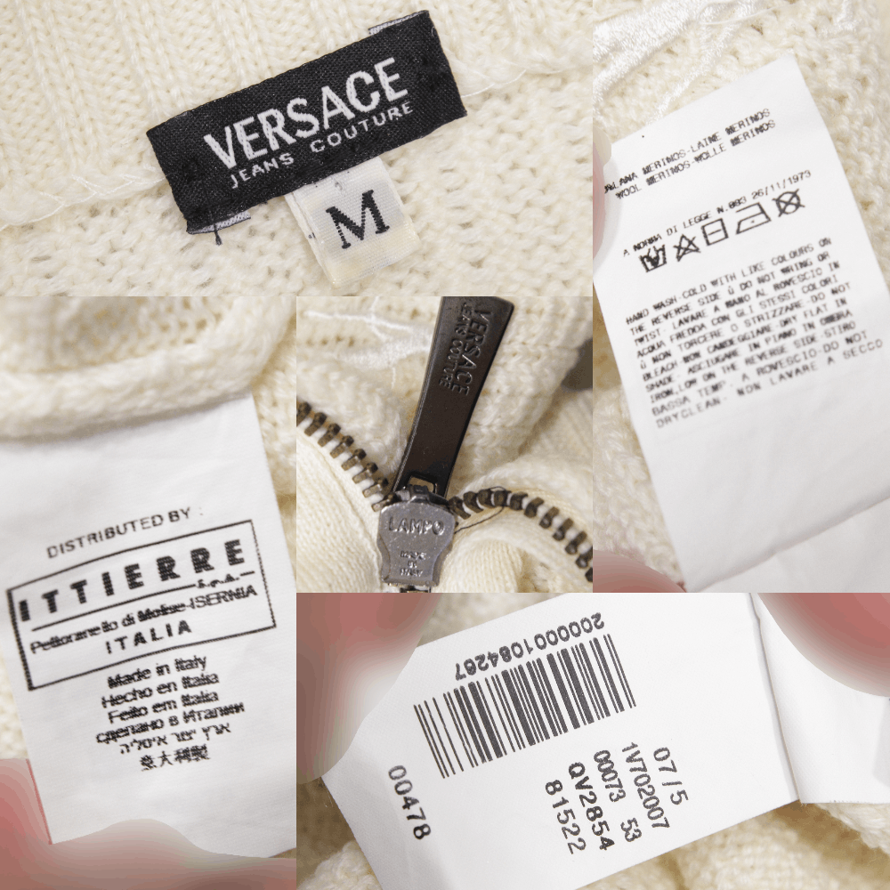Versace 90S Logo Cable Wool Zip Knit Vintage Size US M / EU 48-50 / 2 - 12 Thumbnail