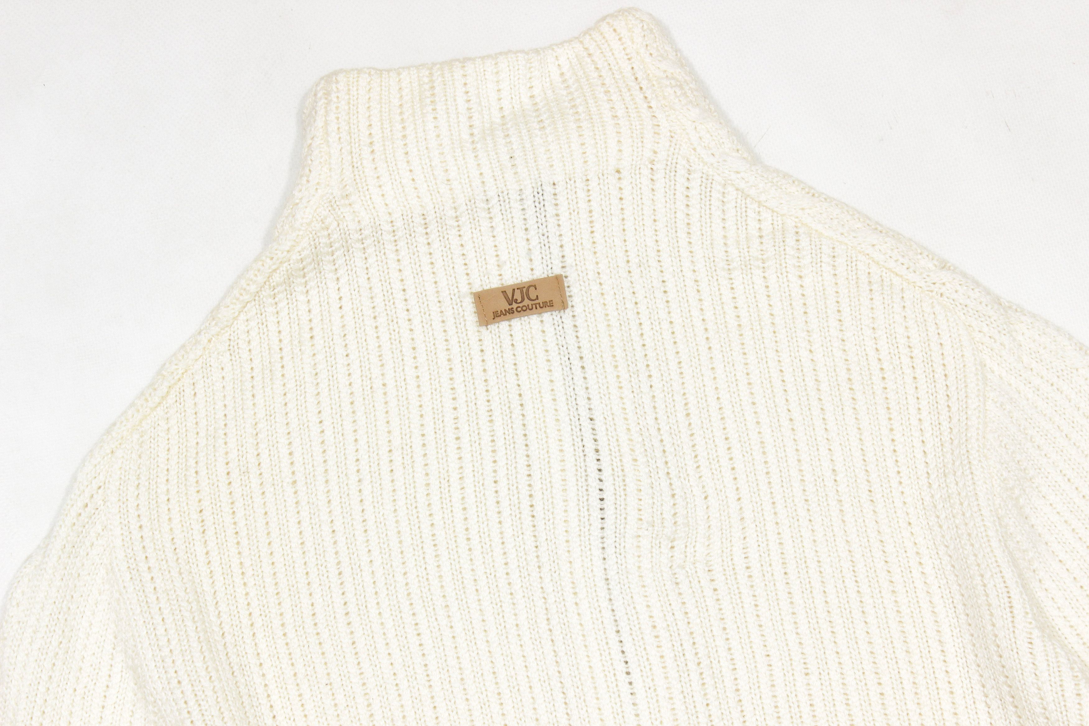 Versace 90S Logo Cable Wool Zip Knit Vintage Size US M / EU 48-50 / 2 - 6 Thumbnail