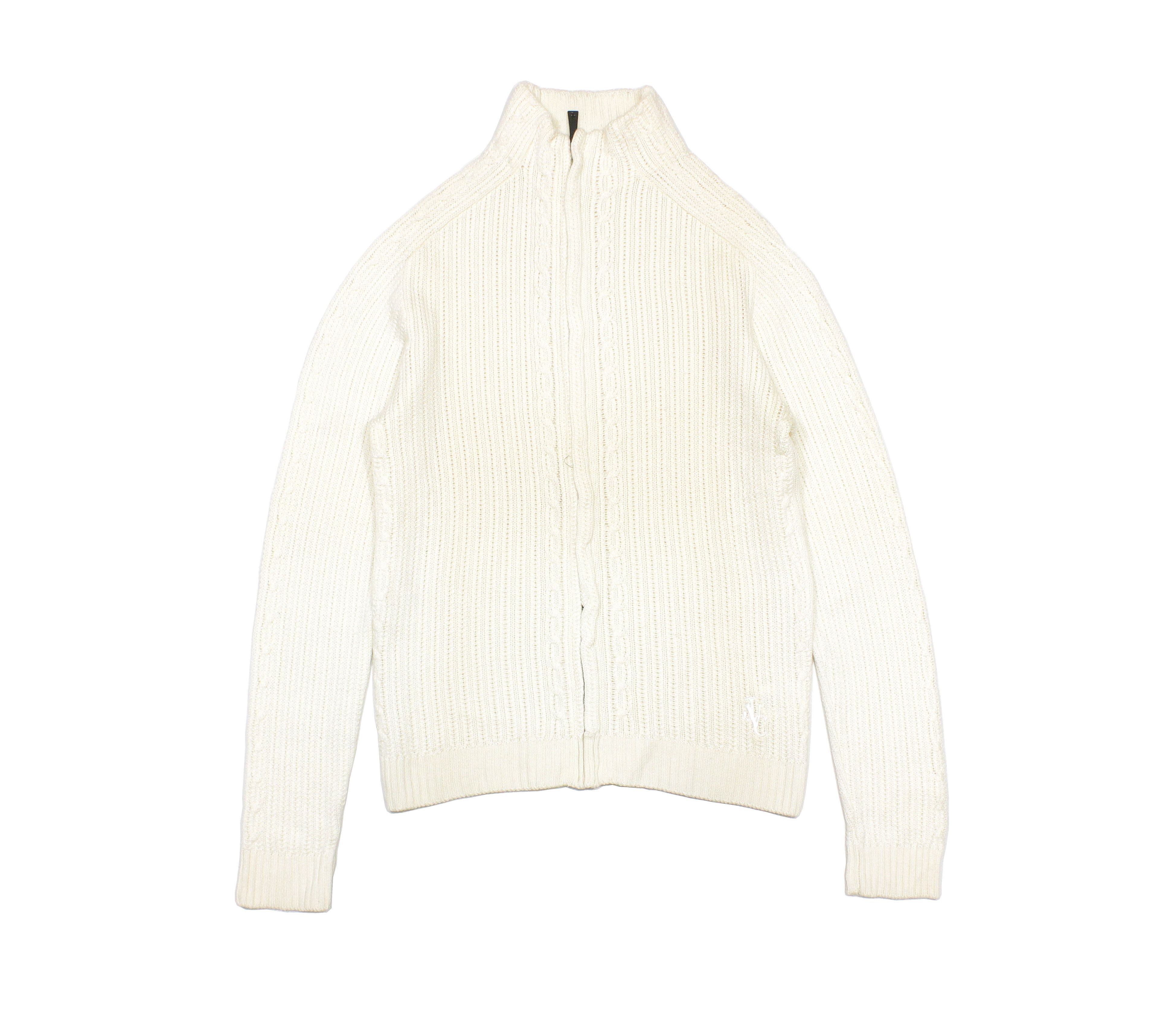 Versace 90S Logo Cable Wool Zip Knit Vintage Size US M / EU 48-50 / 2 - 1 Thumbnail