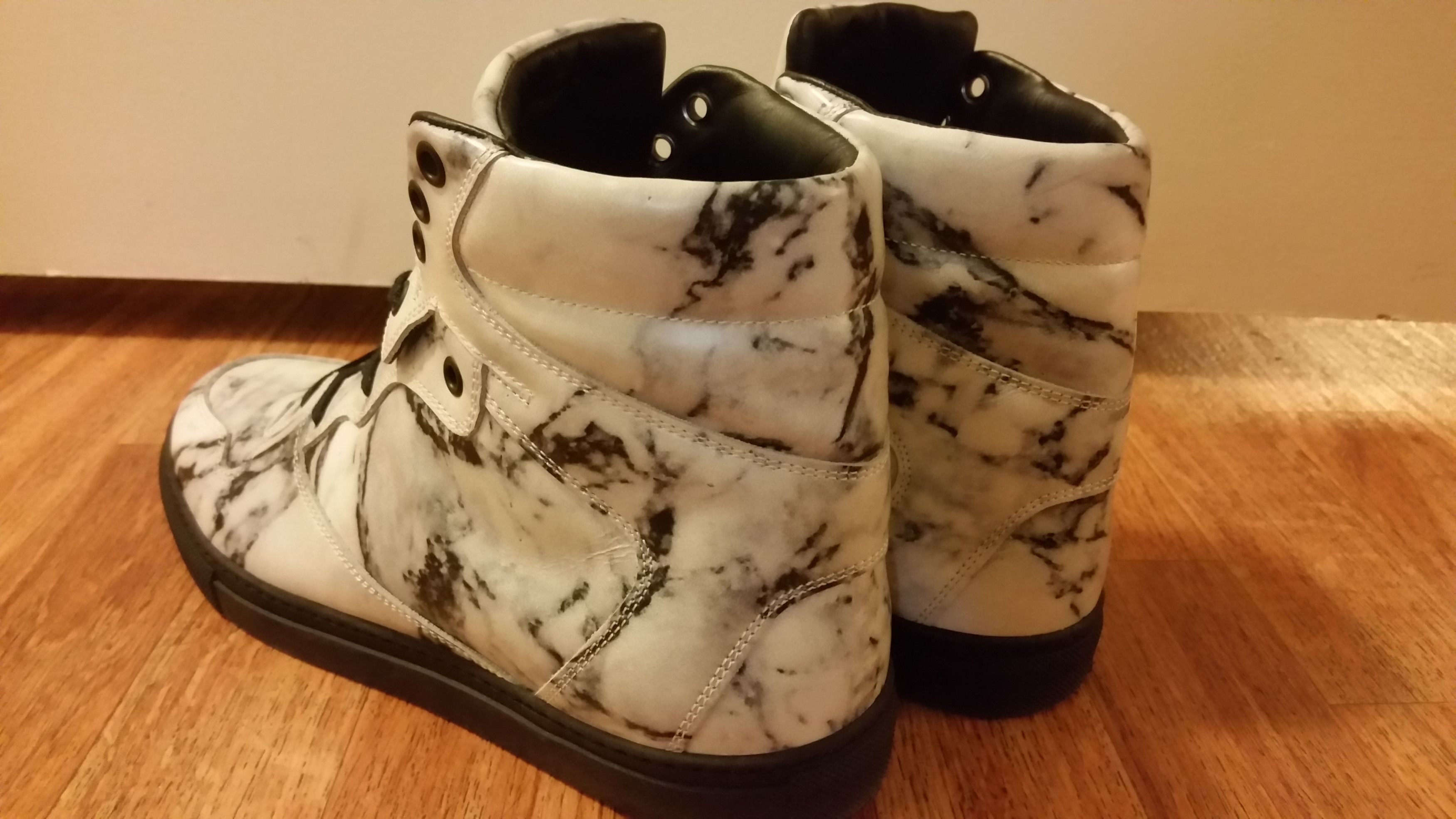 Balenciaga Marble Double Stitch Hi-Top Leather Sneakers Size US 8 / EU 41 - 6 Thumbnail