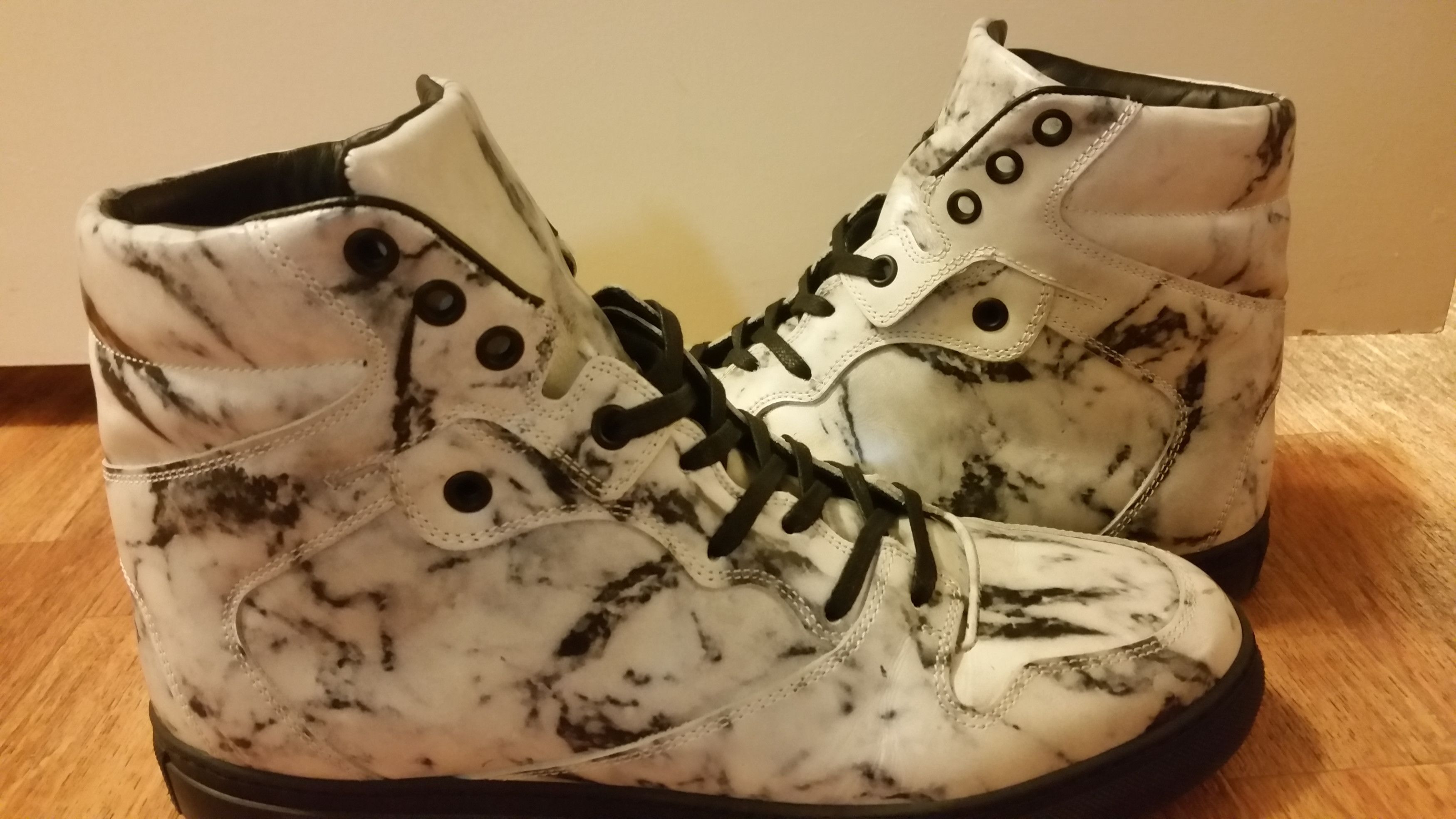 Balenciaga Marble Double Stitch Hi-Top Leather Sneakers Size US 8 / EU 41 - 2 Thumbnail