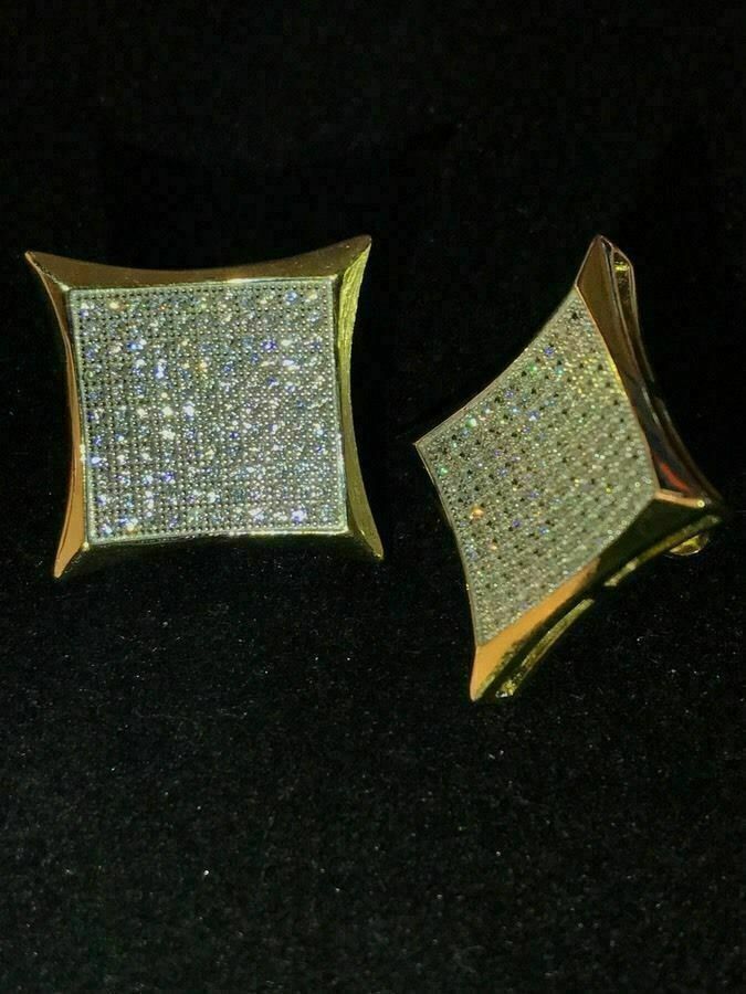 Other 14k Gold Plated Sterling Silver Square Diamonds Earrings Size ONE SIZE - 4 Thumbnail