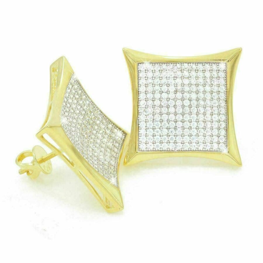 Other 14k Gold Plated Sterling Silver Square Diamonds Earrings Size ONE SIZE - 2 Thumbnail