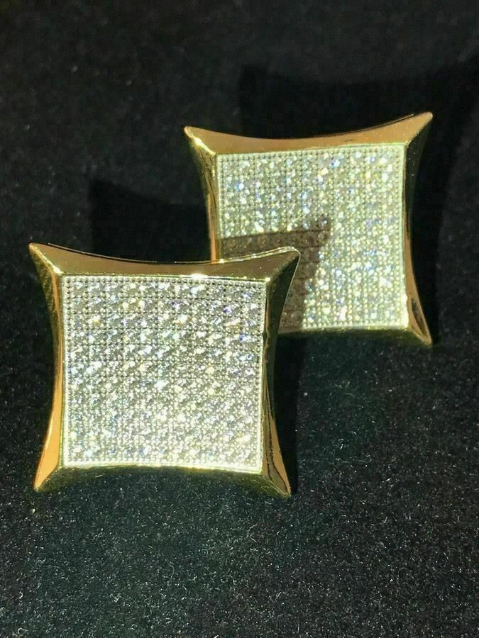 Other 14k Gold Plated Sterling Silver Square Diamonds Earrings Size ONE SIZE - 1 Thumbnail