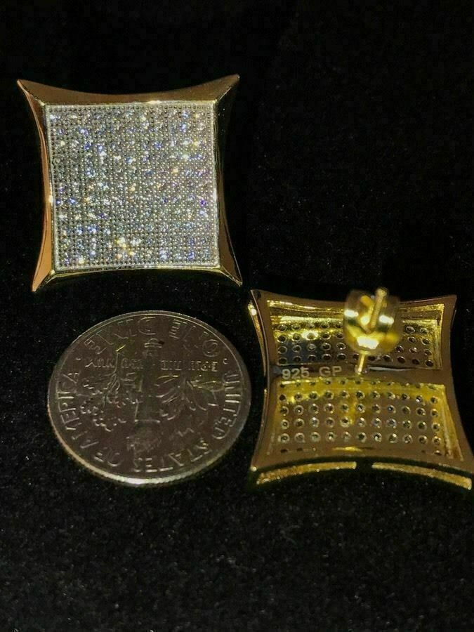 Other 14k Gold Plated Sterling Silver Square Diamonds Earrings Size ONE SIZE - 5 Thumbnail