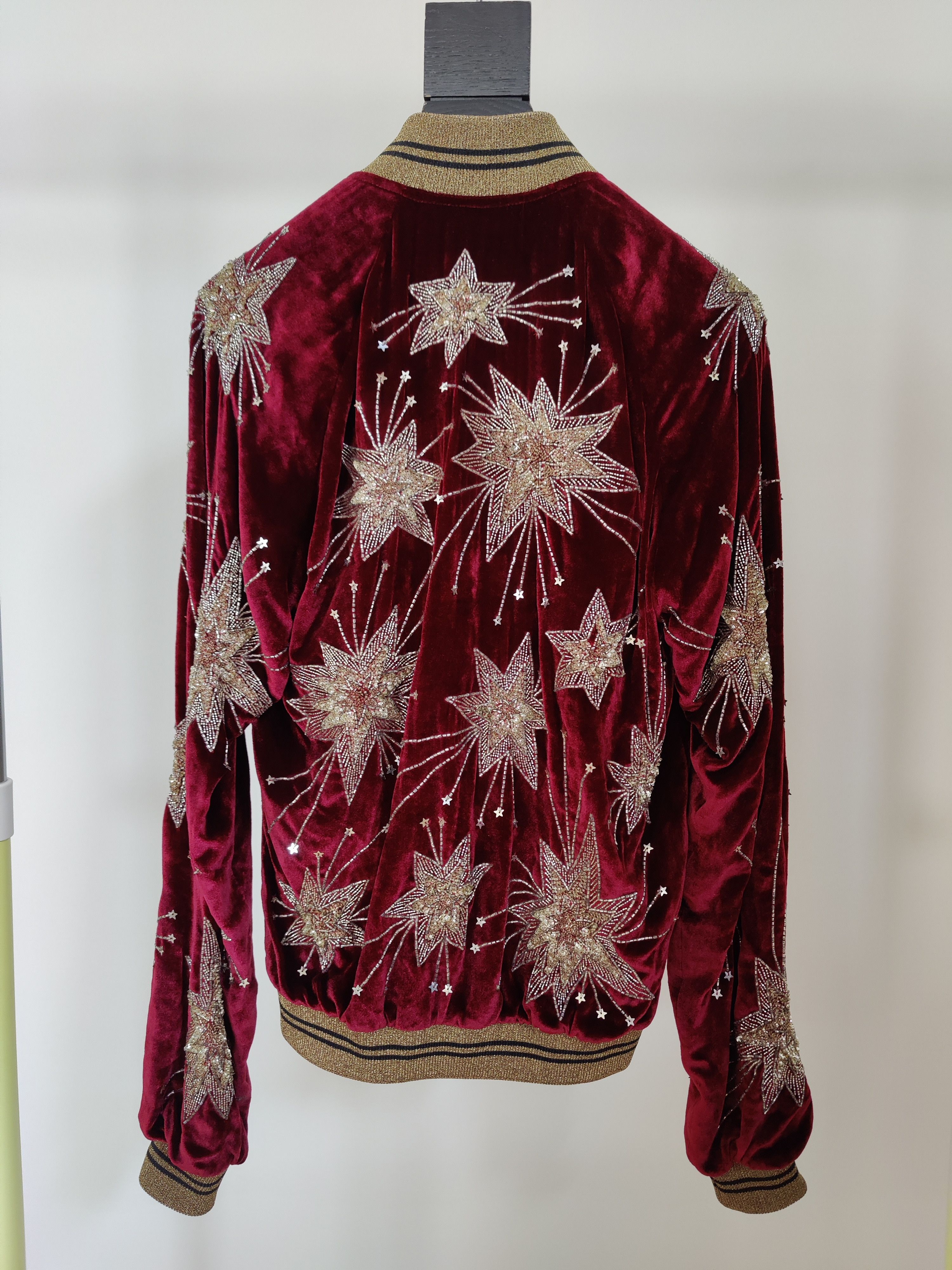 Rare SS15 Psych Rock Starburst Red Velvet Jacket Sz44