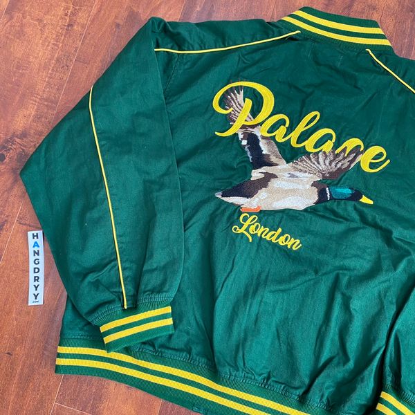 Palace Chain Stitch Duck Bomber Jacket Green XL | Grailed
