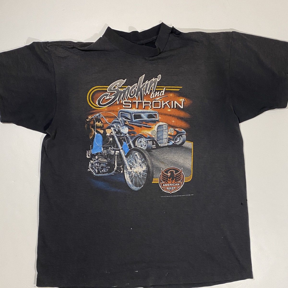 Harley Davidson × Vintage 90’s 3D Emblem Smokin And Strokin Tee Size US L / EU 52-54 / 3 - 2 Thumbnail