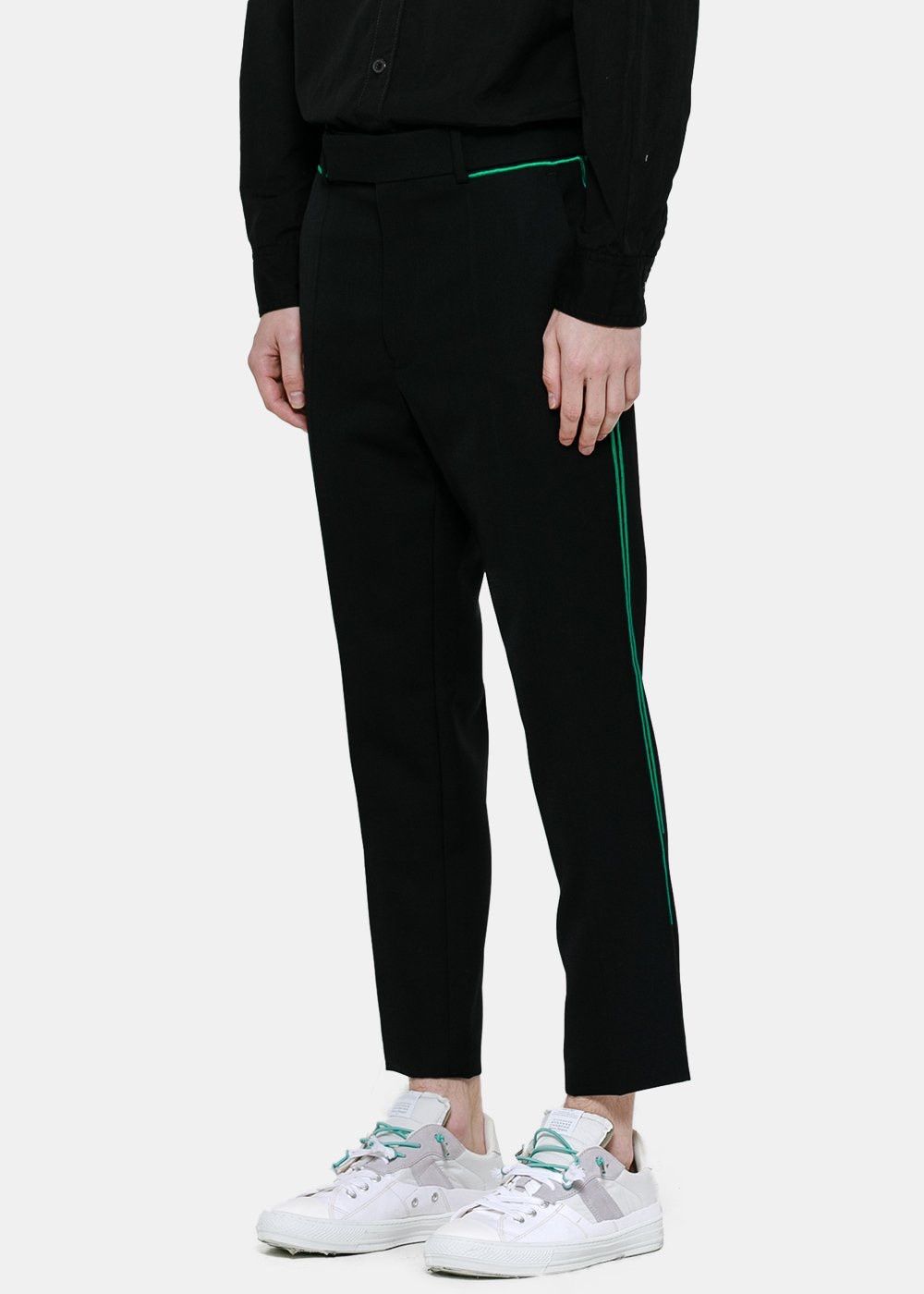 Haider Ackermann SS19 Green Stripe Embroidered Classic Trousers Size 46R - 4 Thumbnail