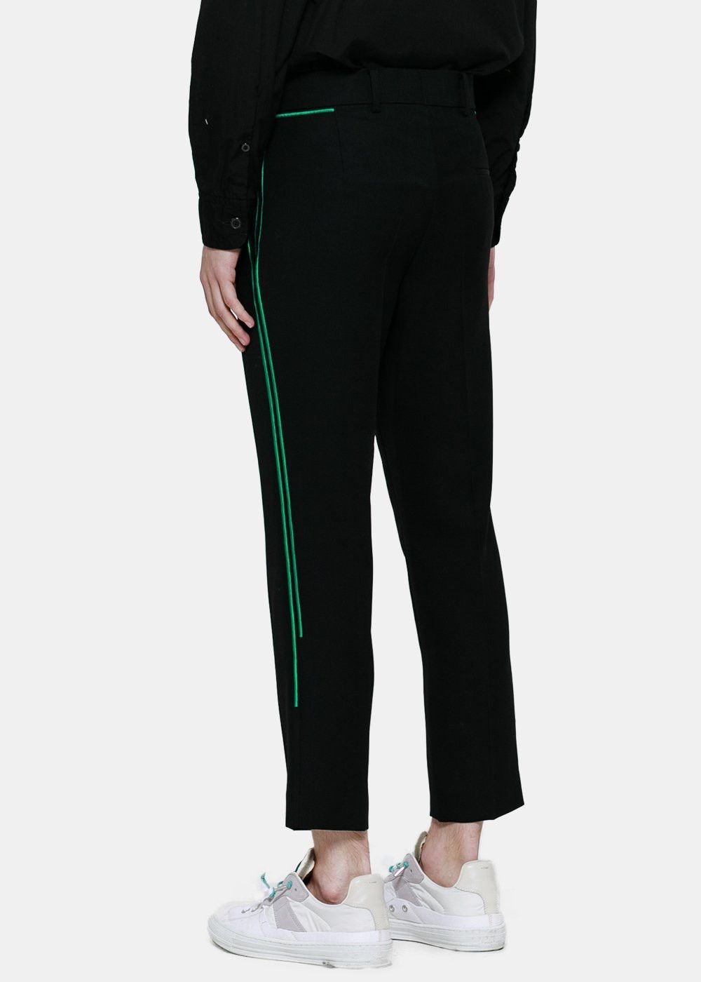 Haider Ackermann SS19 Green Stripe Embroidered Classic Trousers Size 46R - 5 Thumbnail