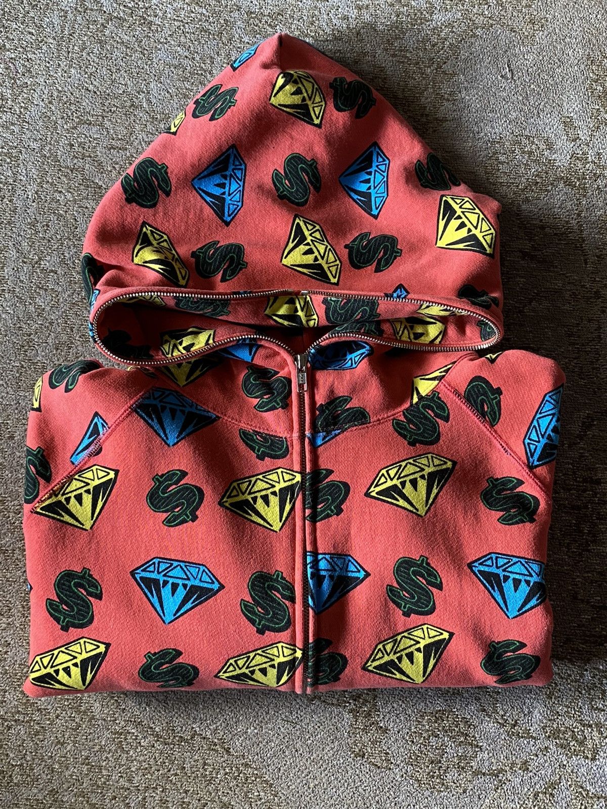 BILLIONAIRE BOYS CLUB DIAMONDS AND DOLLARS FULL ZIP HOODIE OG BBC PHARRELL  NIGO