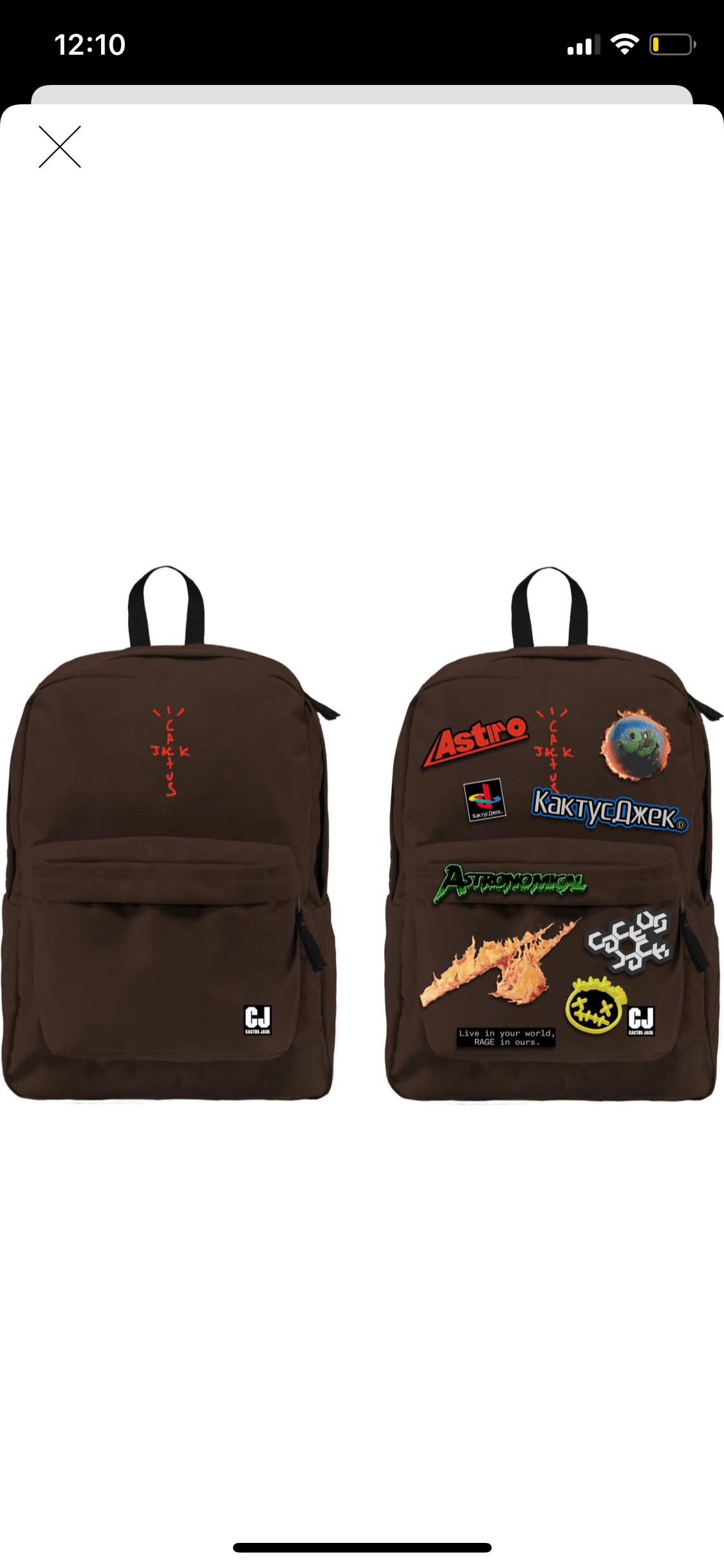 Cactus Jack by Travis Scott Backpack With Patch Set 'Brown