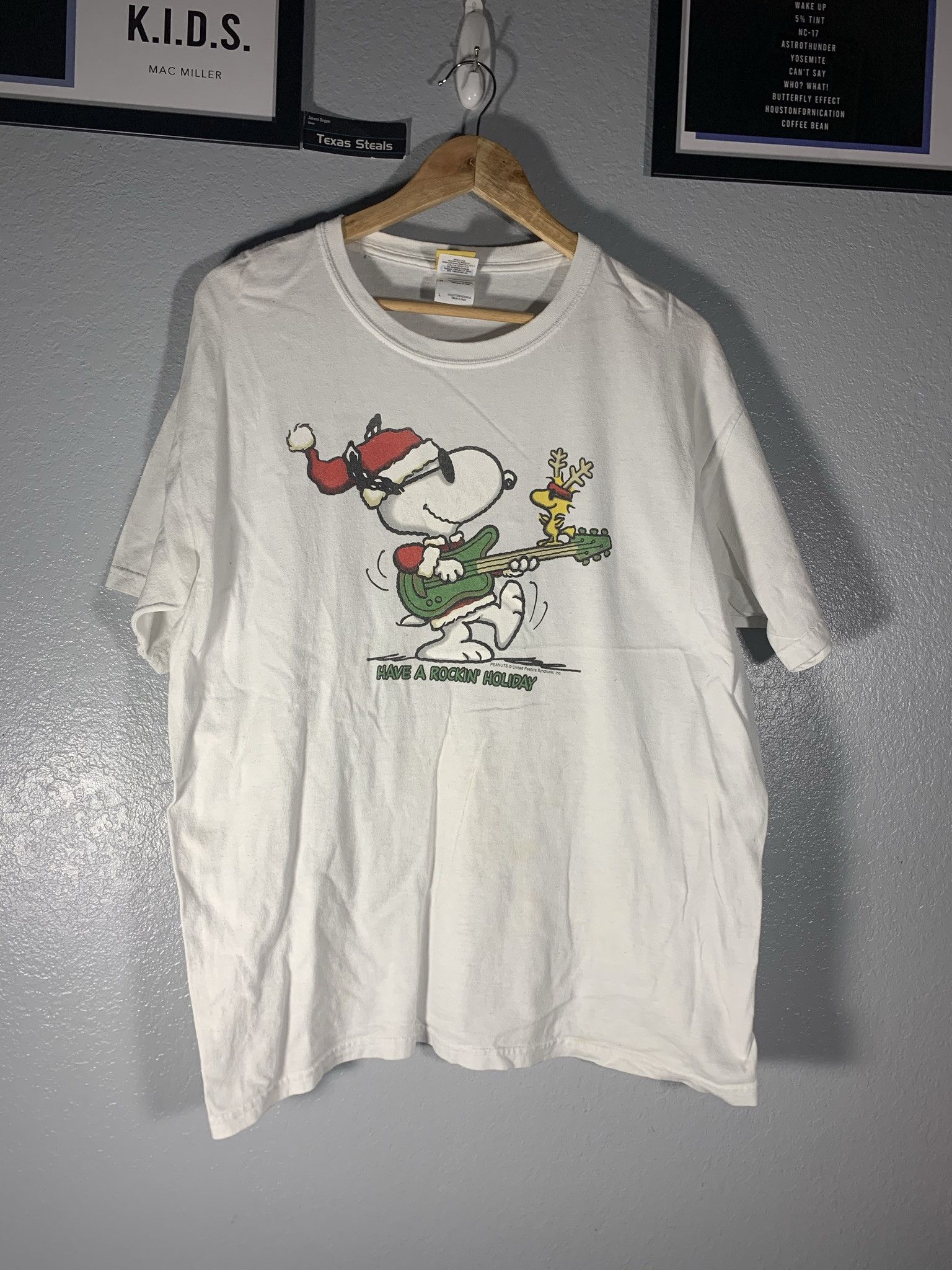 Peanuts Peanuts Have A Rockin Holiday Guitar Snoopy Woodstock Shirt