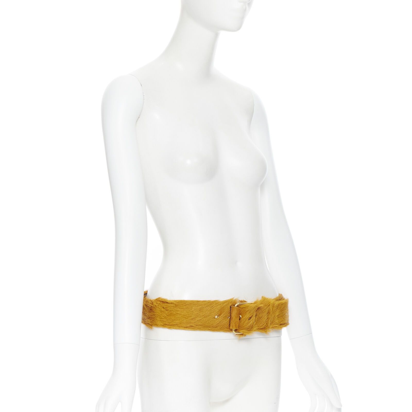 Prada Size 85 RARE AW17 Runway orange fur belt TGAS/A06062 Size 32 - 4 Thumbnail