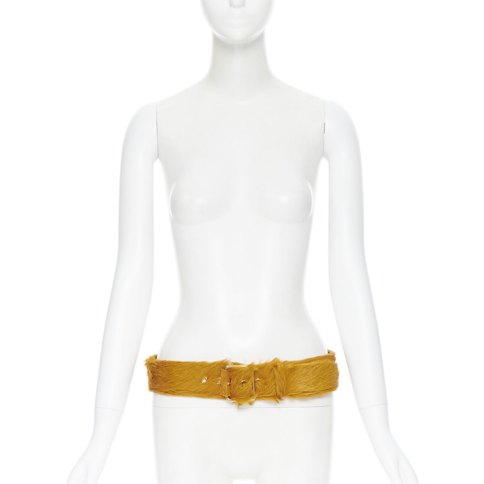 Prada Size 85 RARE AW17 Runway orange fur belt TGAS/A06062 Size 32 - 3 Thumbnail