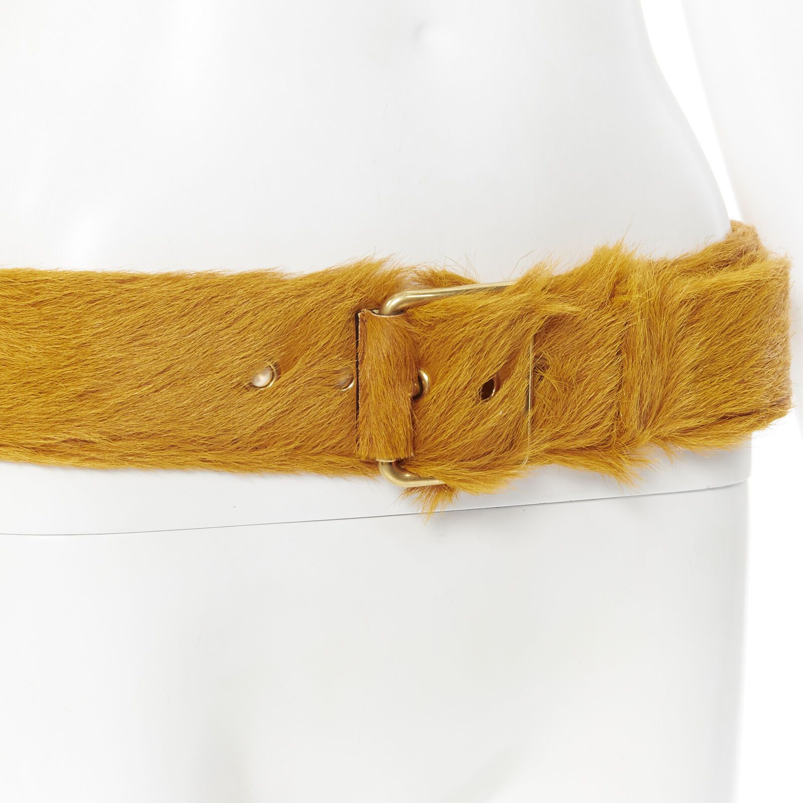 Prada Size 85 RARE AW17 Runway orange fur belt TGAS/A06062 Size 32 - 7 Thumbnail