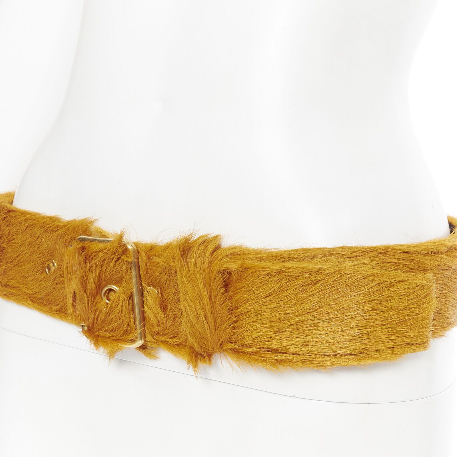 Prada Size 85 RARE AW17 Runway orange fur belt TGAS/A06062 Size 32 - 9 Thumbnail